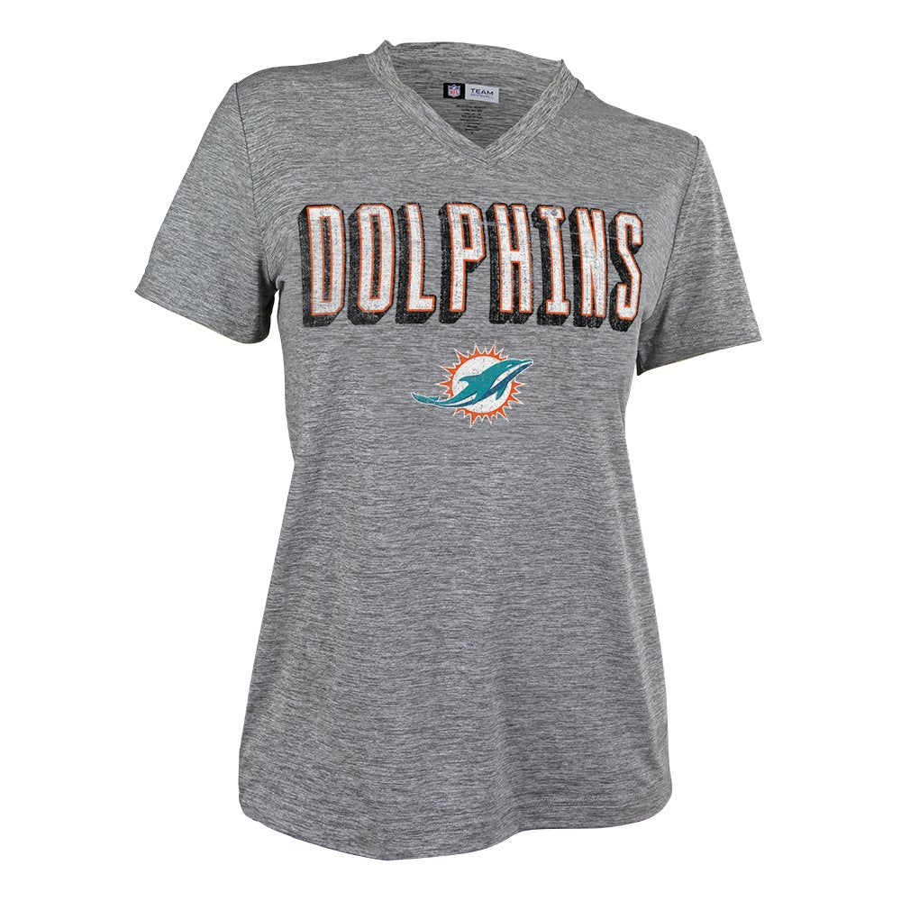 Zubaz NFL Women's Miami Dolphins Retro Zebra V-Neck T-Shirt