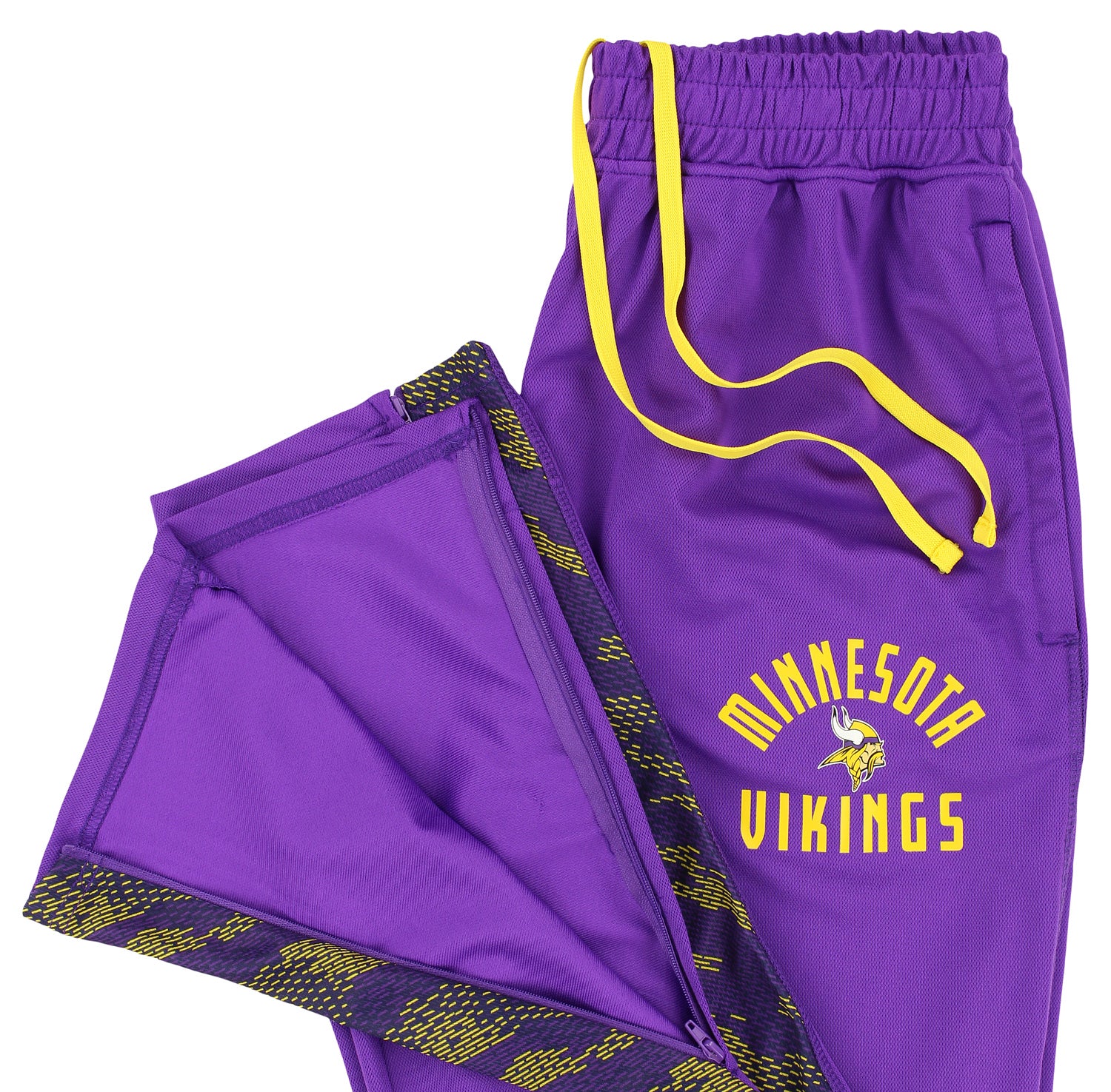 Zubaz NFL Men's MINNESOTA VIKINGS SOLID TEAM COLOR ELEVATED JACQUARD TRACK PANT W/ VIPER ACCENT Small - Official NFL Vikings