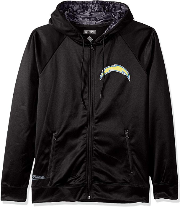 Zubaz NFL Men's Los Angeles Chargers Full Zip Digital Camo Hood Hoodie, Black - Official NFL Chargers Zubaz Apparel (1 of 5)