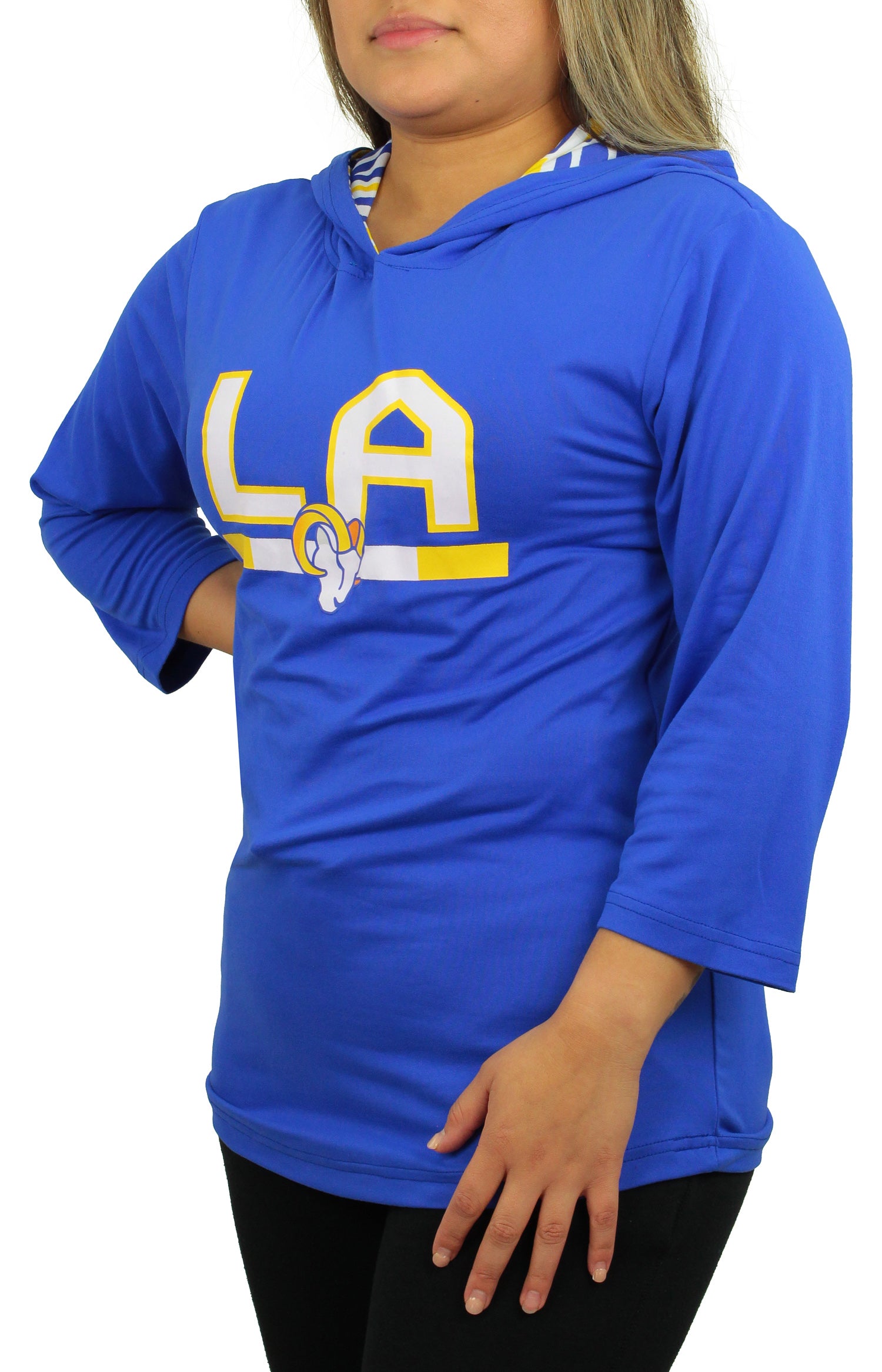 Zubaz NFL Women's Los Angeles Rams Solid Team Color Lightweight Pullover - Official NFL Rams Zubaz Apparel (1 of 3)