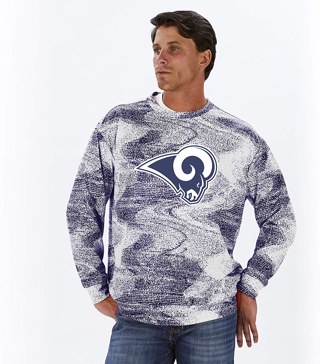 Zubaz NFL Football Men's Los Angeles Rams Static Crew Neck Sweatshirt
