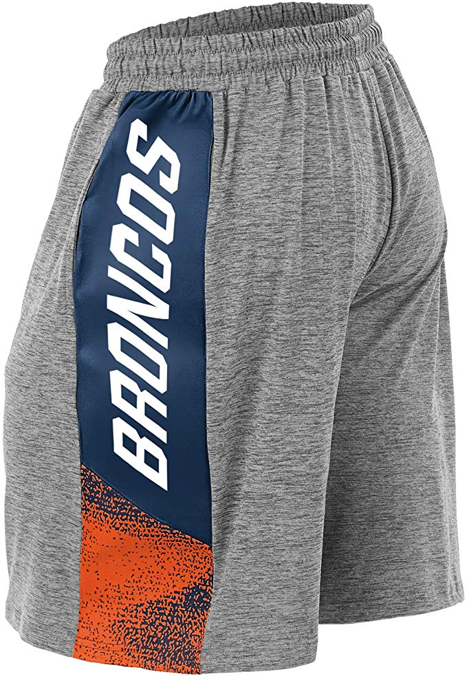 Zubaz NFL DENVER BRONCOS GRAY SPACE DYE NAVY/ORANGE STATIC SHORT LG