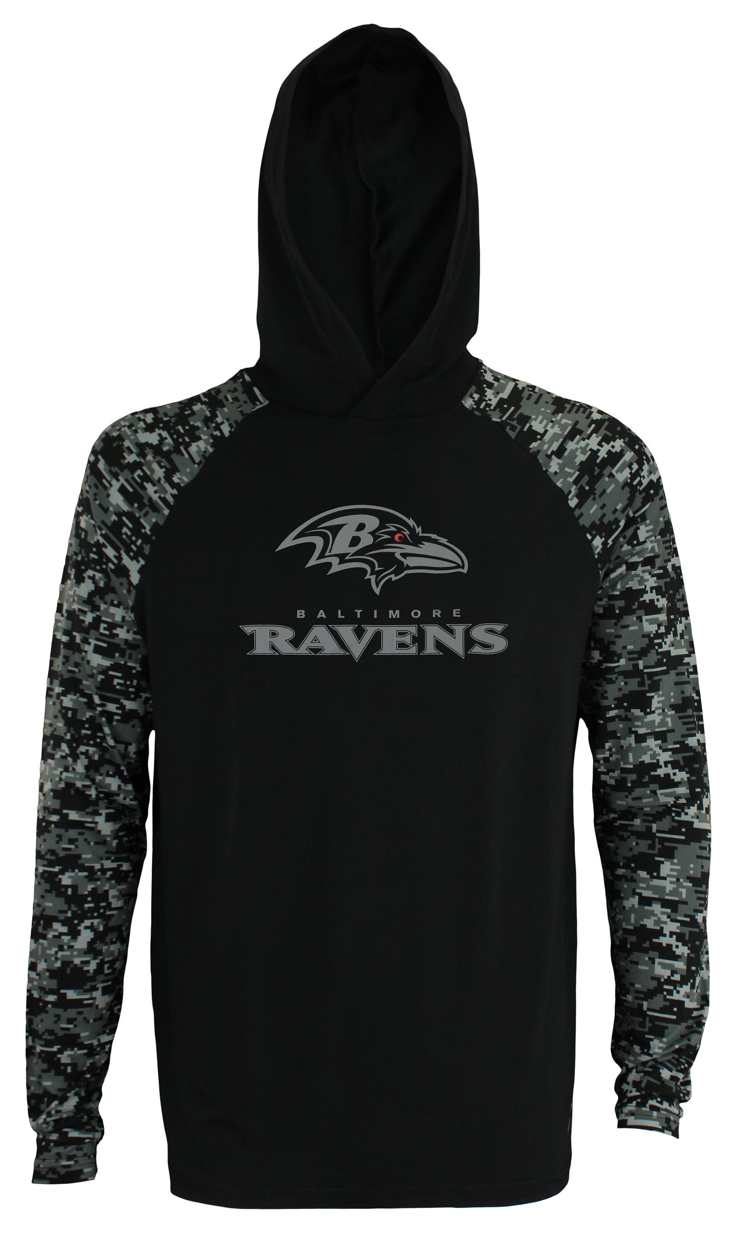 Zubaz Men's NFL Baltimore Ravens Solid Body Digital Camo Hoodie