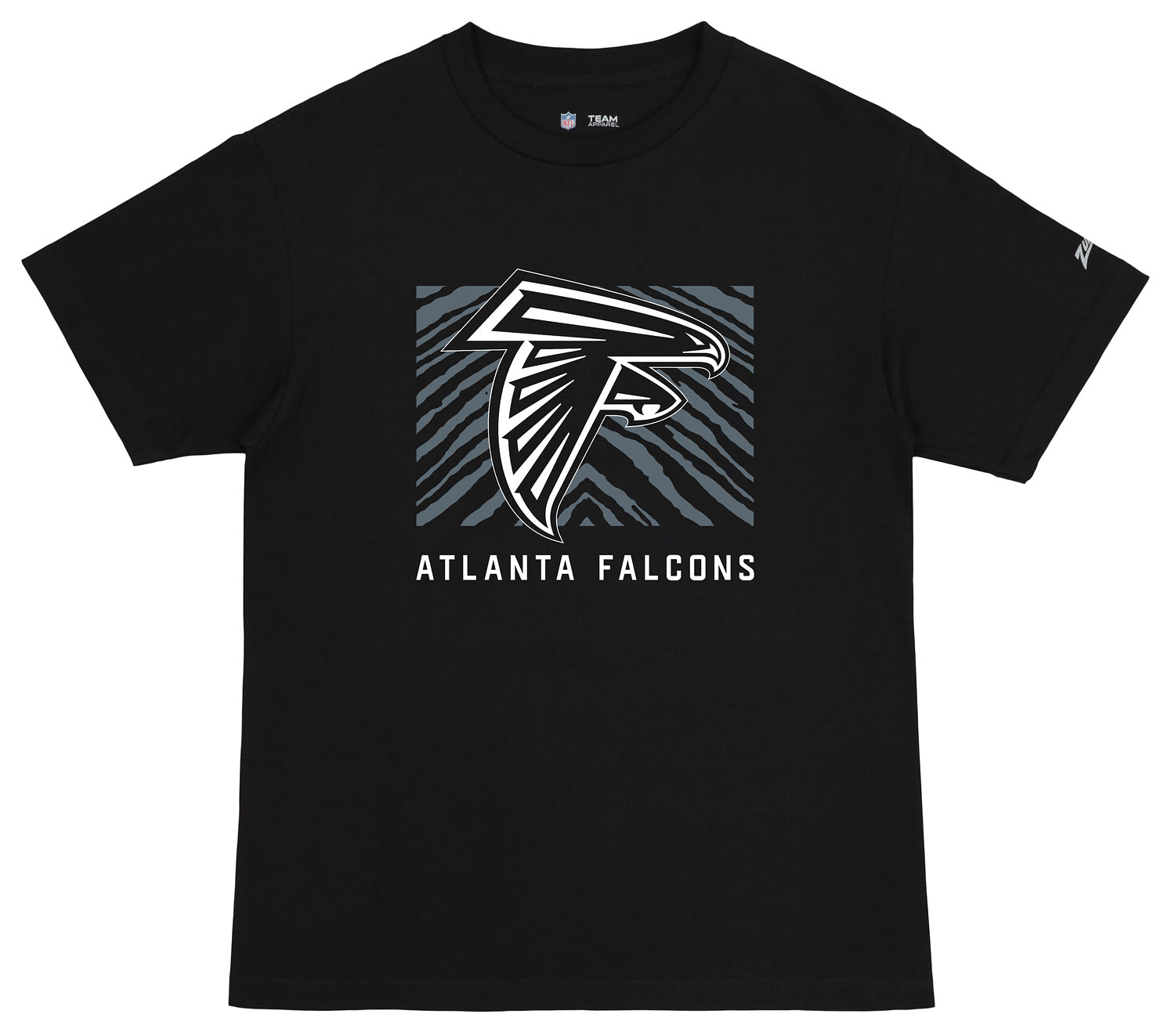 Zubaz NFL Unisex Cotton Heavyweight Short Sleeve T-shirt Black With Grey Tonal Zebra Square Logo for Men and Women, Atlanta F