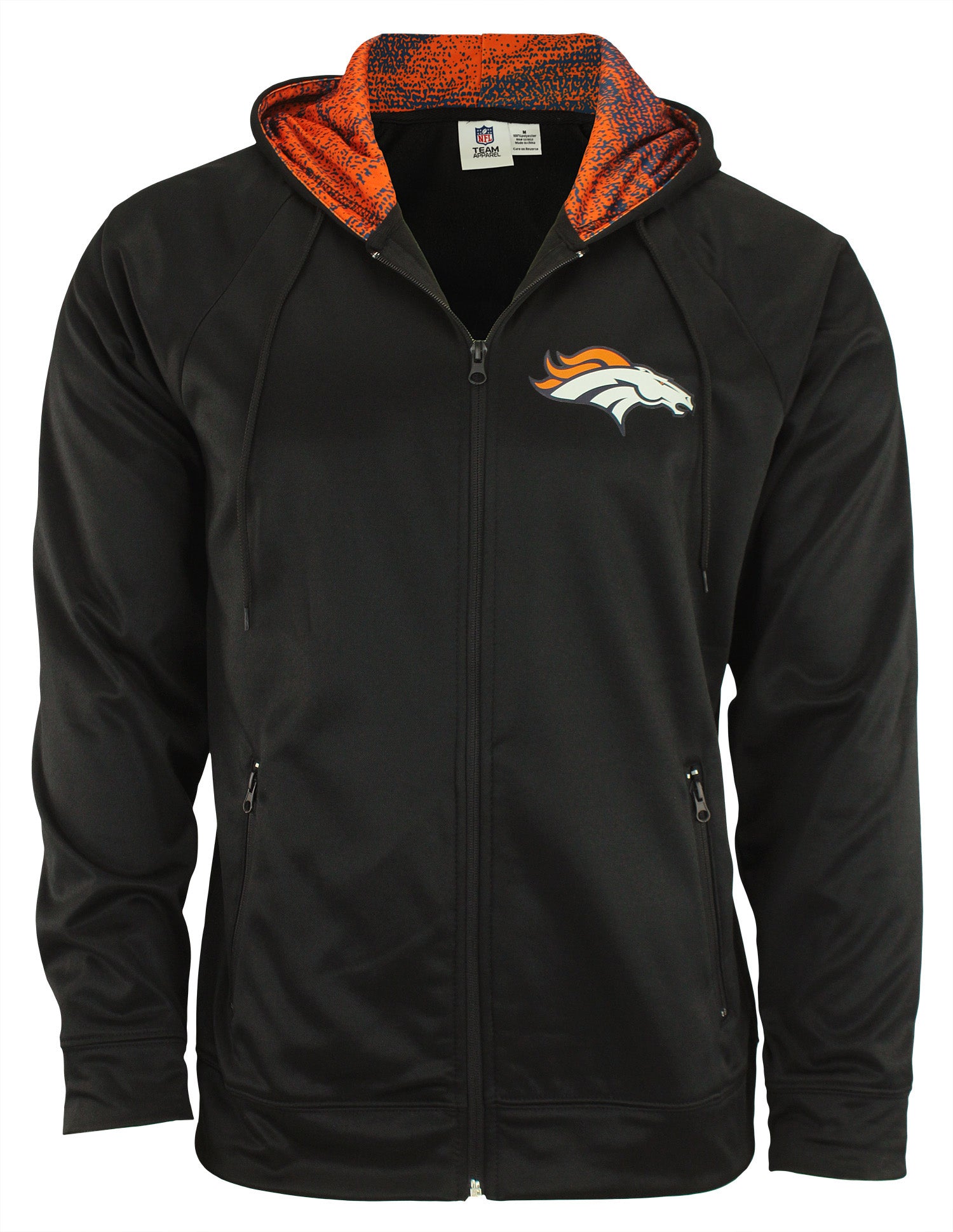 Zubaz NFL Denver Broncos Men's Heavyweight Full Zip Performance Fleece Hoodie