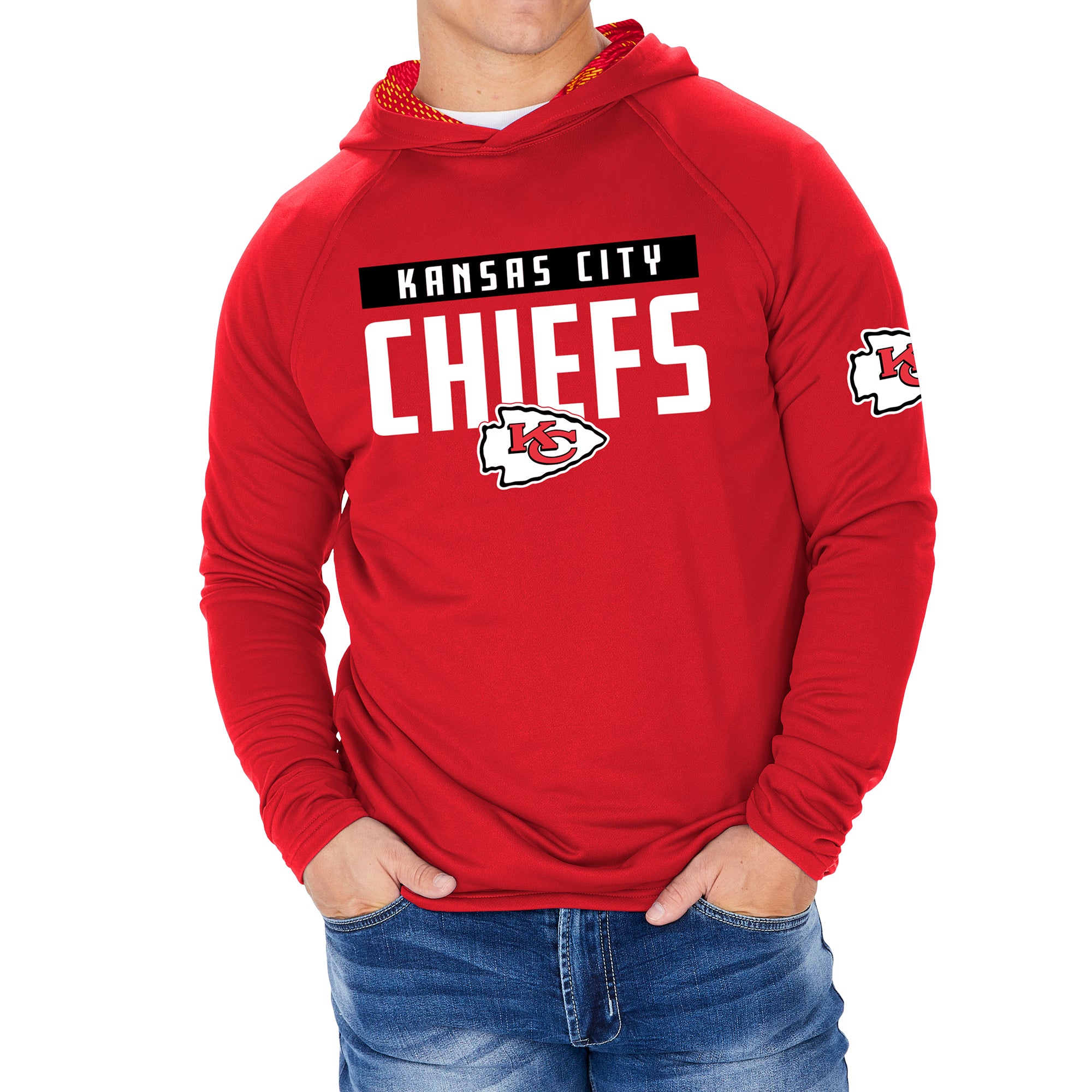 Zubaz NFL Men's Kansas City Chiefs Team Color Hoodie W. Viper Print Details