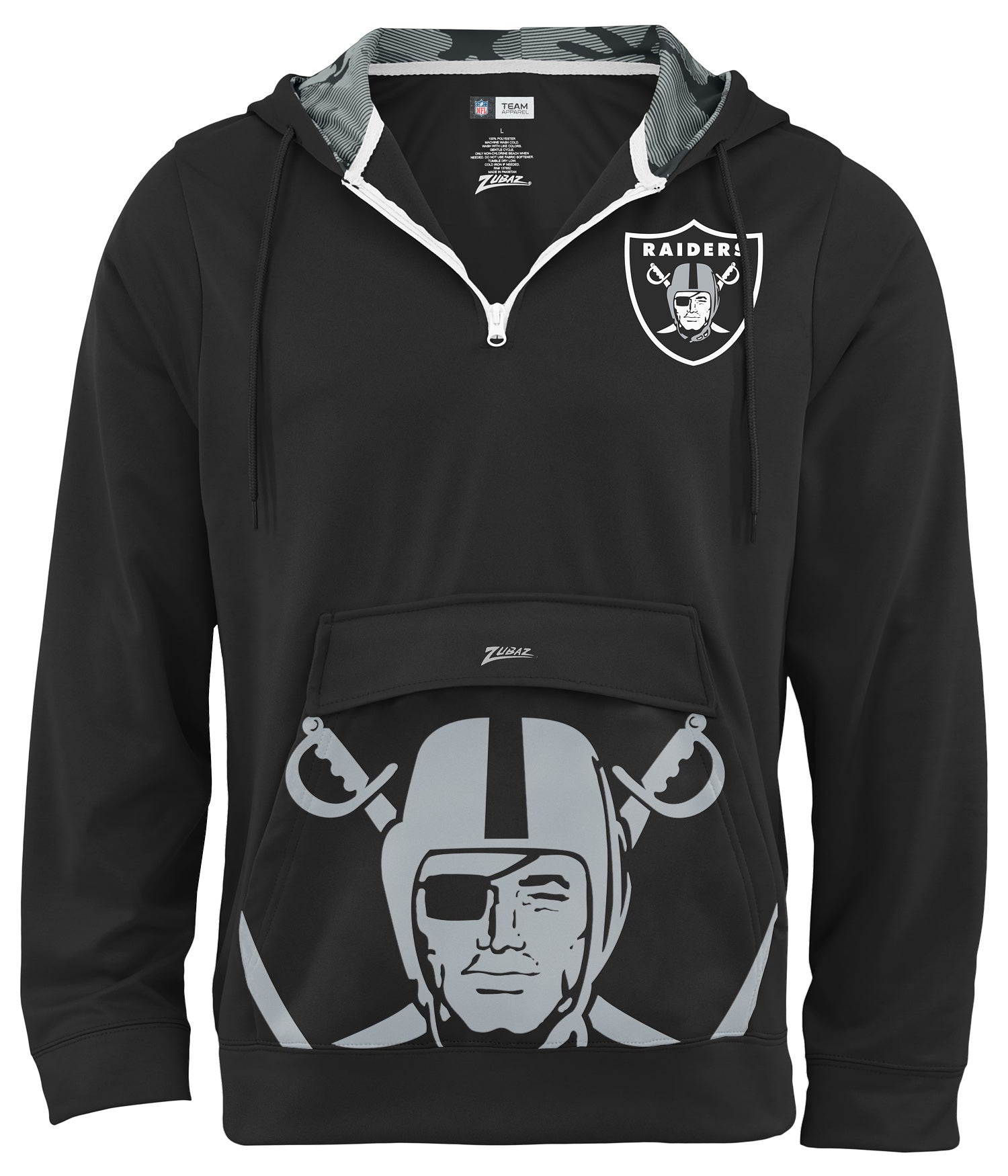 Zubaz NFL Men's 1/4 Zip Big Pocket Team Logo Hoodie Las Vegas Raiders - Official NFL Raiders Zubaz Apparel (1 of 2)