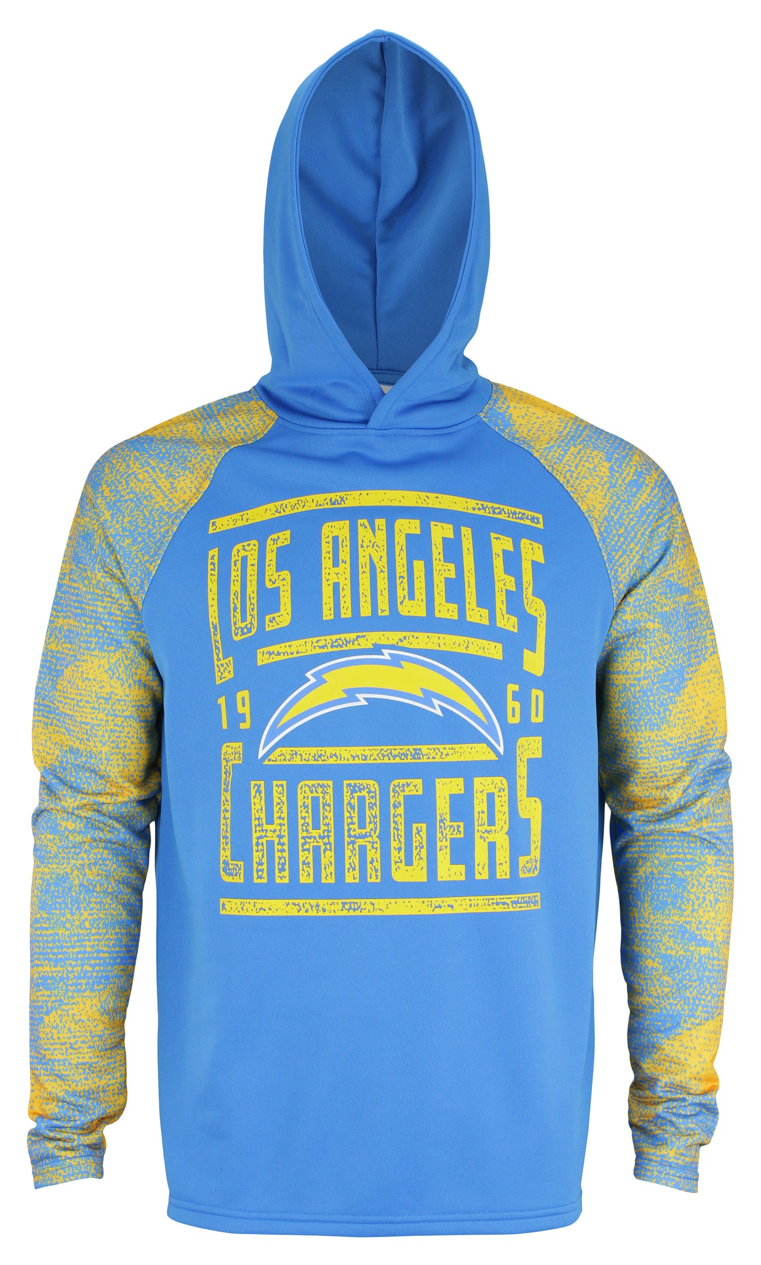 Zubaz NFL Men's Los Angeles Chargers Light Weight Pullover Hoodie with Static Sleeves - Official NFL Chargers Zubaz Apparel (