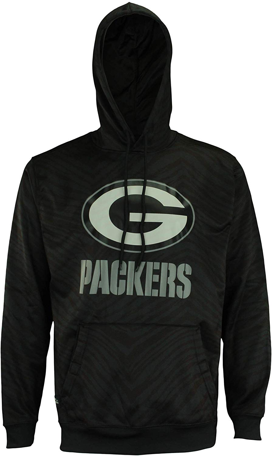 Zubaz NFL Football Men's Green Bay Packers Zebra Tonal Slub Hoodie