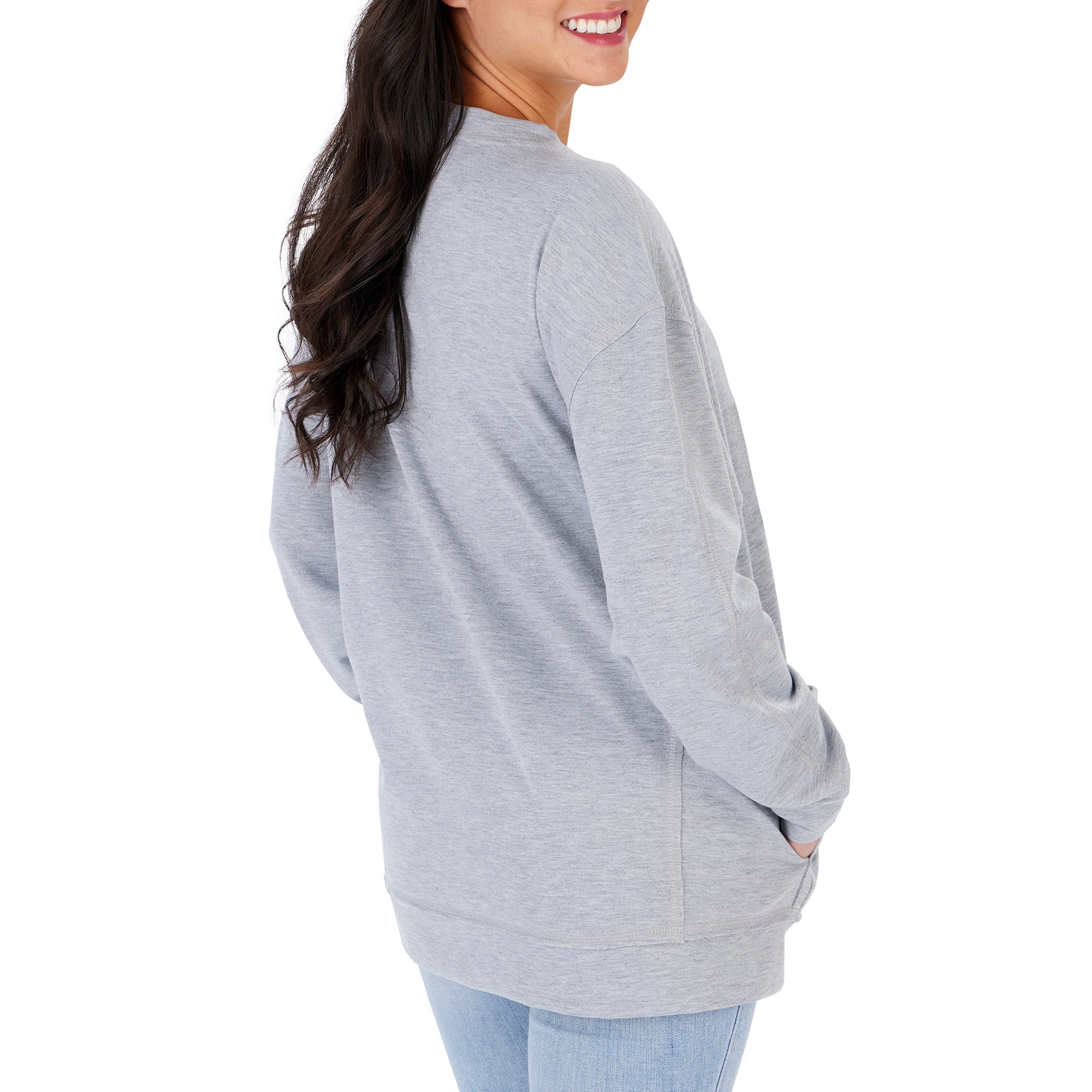 Zubaz NFL Women's Cleveland Browns Heather Gray Crewneck Sweatshirt