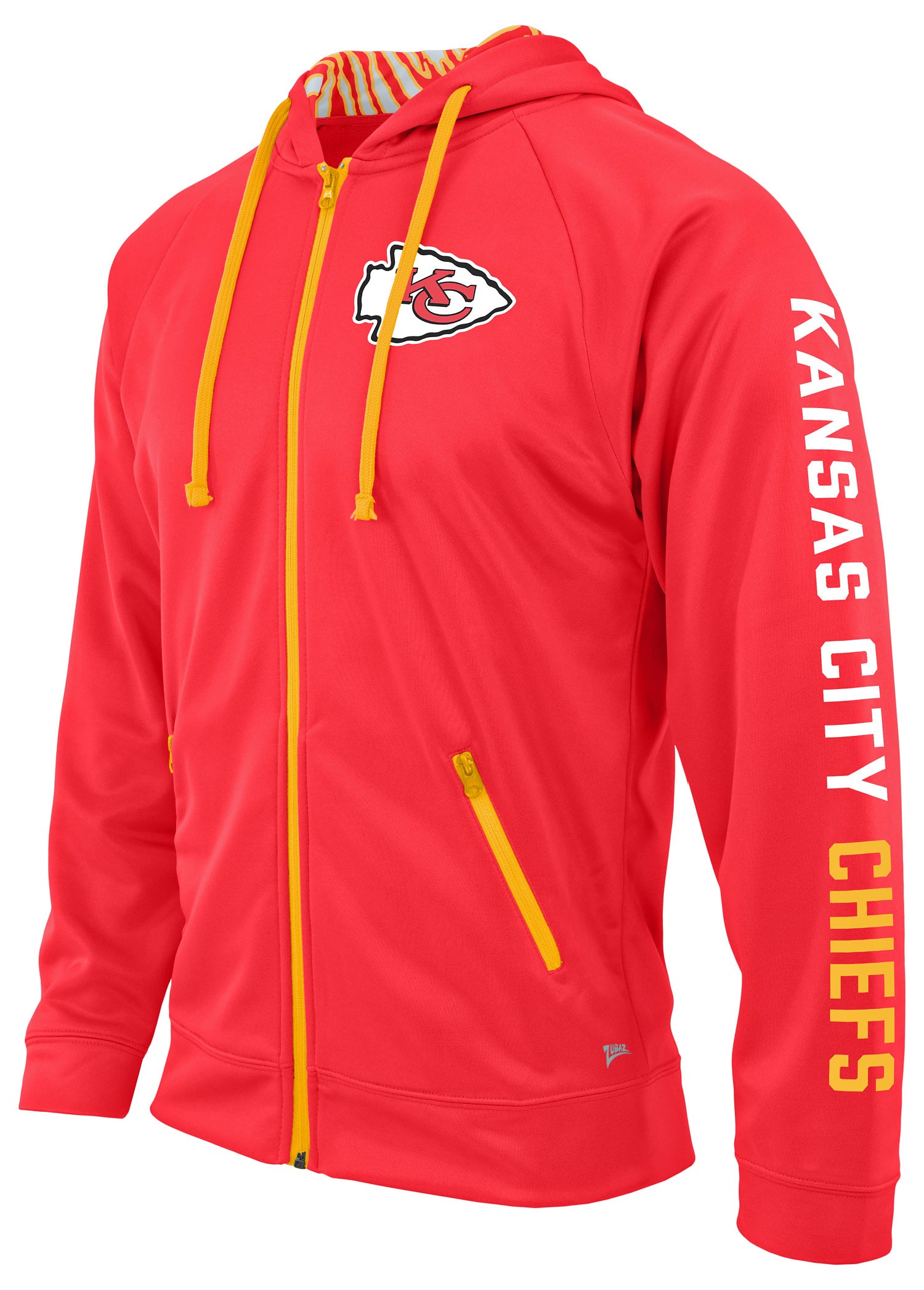 Zubaz NFL Men's Team Name and Logo Full Zip Hoodie Kansas City Chiefs - Alternative Colors - Official NFL Chiefs Zubaz Appare
