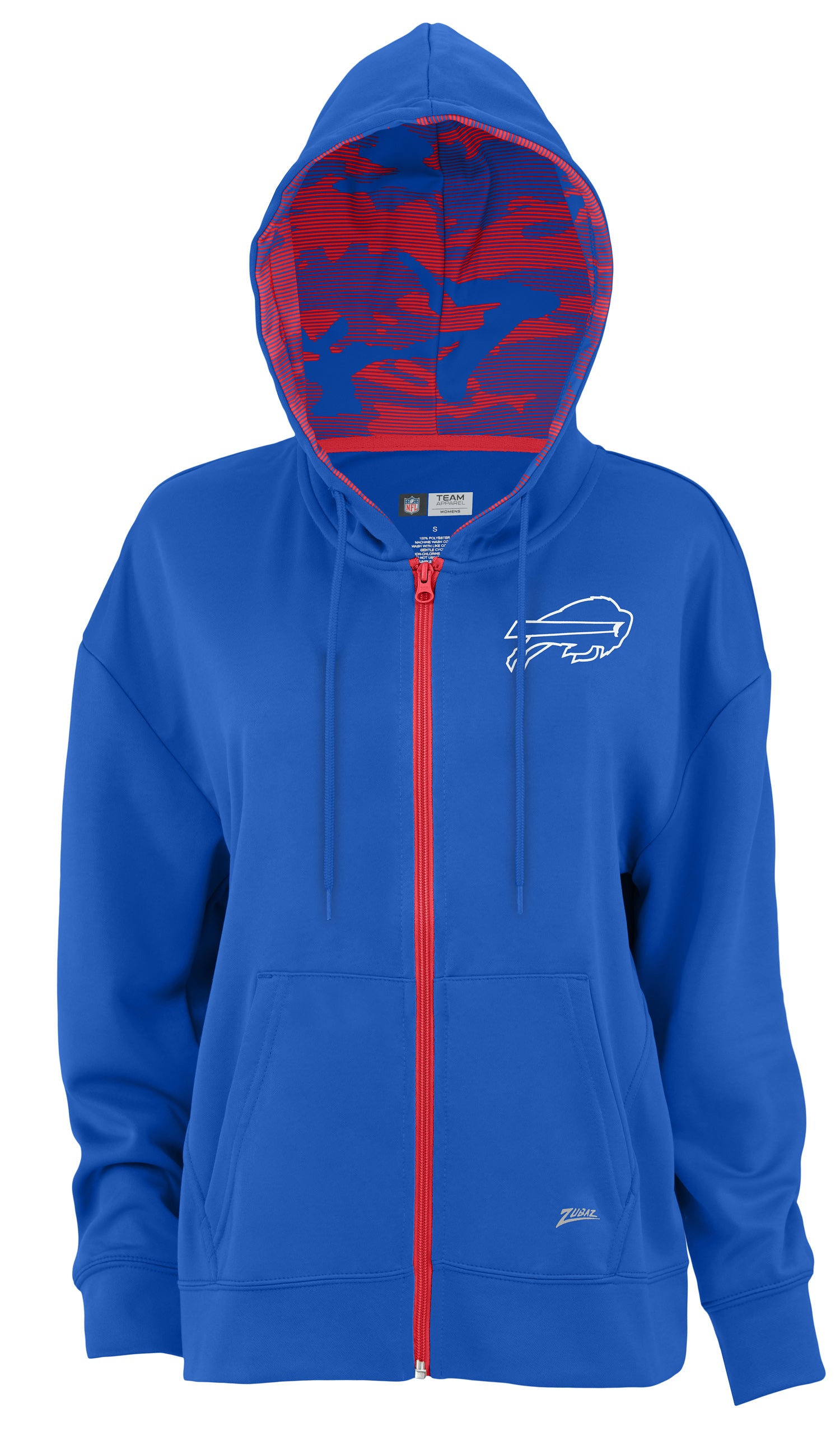 Zubaz NFL Women's Standard Full Zip Hoodie Buffalo Bills