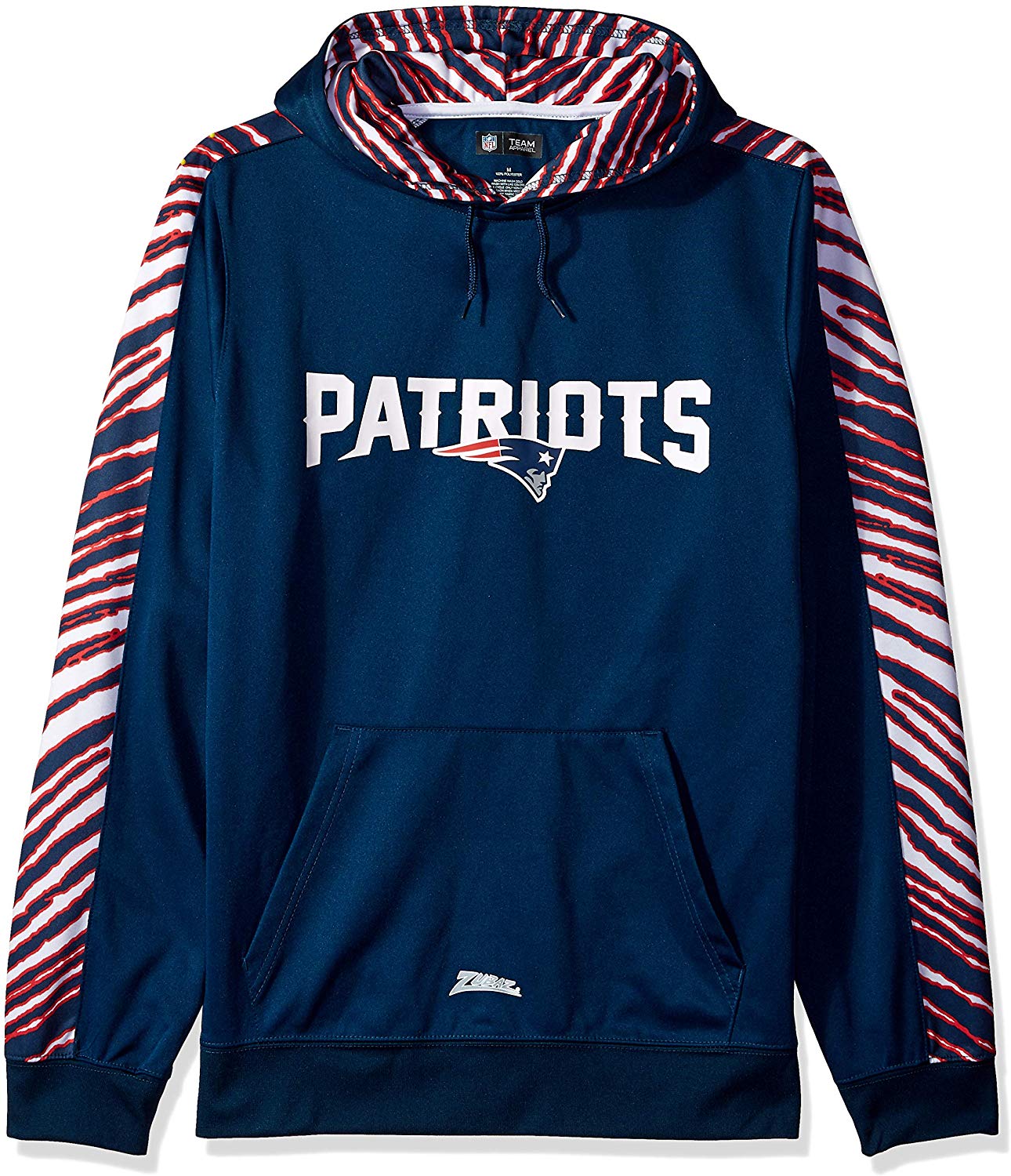 Zubaz NFL Football Men's New England Patriots Zebra Accent Solid Hoodie