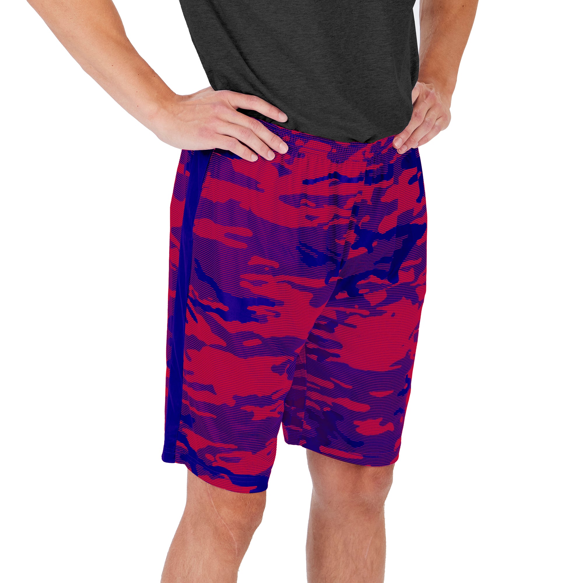 Zubaz Men's NFL Buffalo Bills Lightweight Camo Lines Shorts with Logo