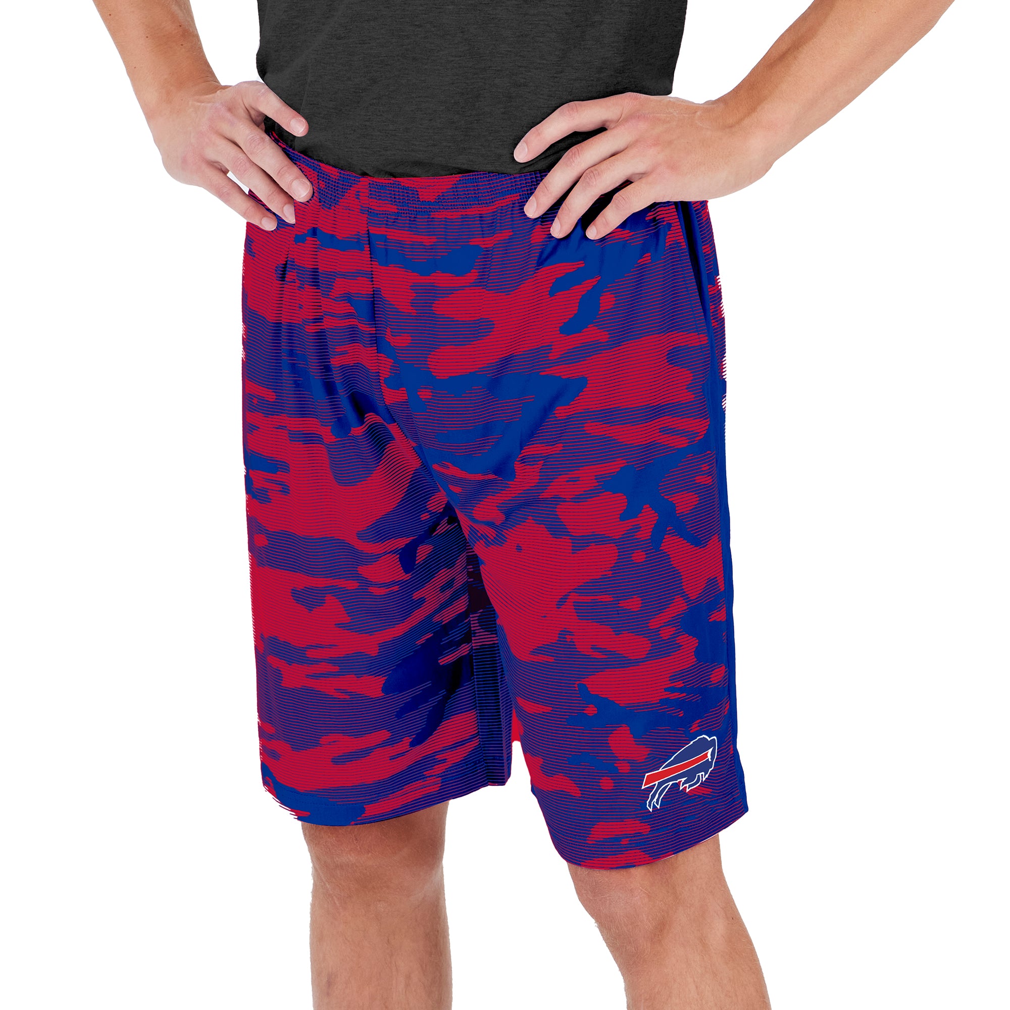 Zubaz Men's NFL Buffalo Bills Lightweight Camo Lines Shorts with Logo