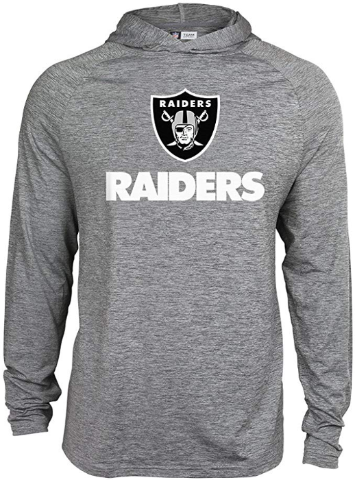 Zubaz NFL Football Men's Oakland Raiders Tonal Gray Lightweight Hoodie