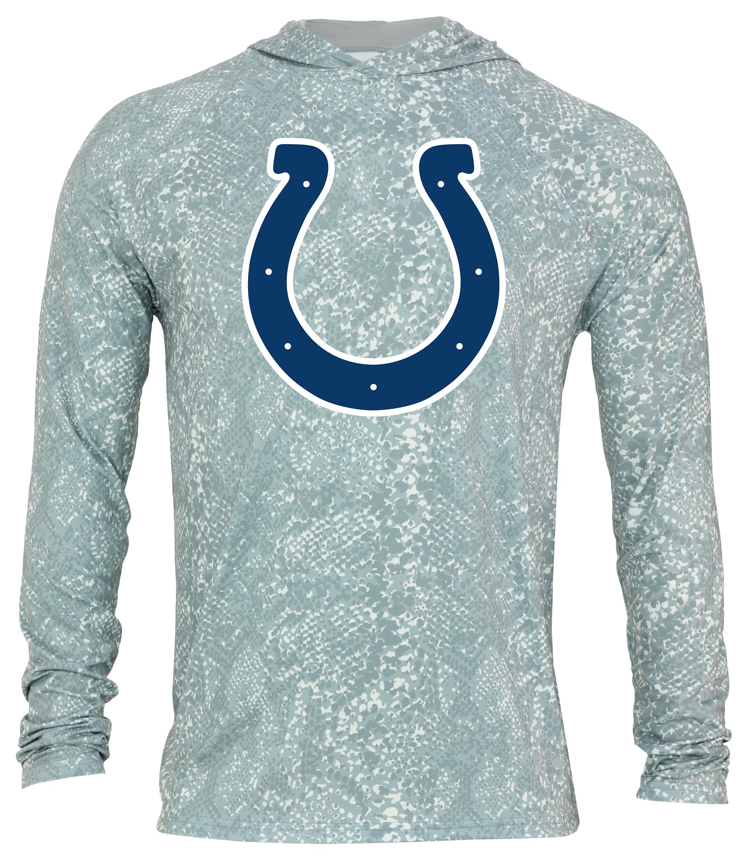 Zubaz NFL Men's Light Weight All Over Post Gray Tonal Hoodie, With Primary Logo, Indianapolis Colts - Official NFL Colts Zuba