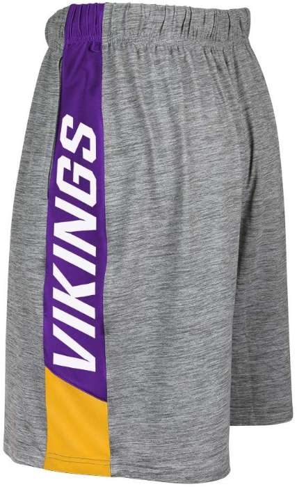 Zubaz NFL Football Men's Minnesota Vikings Tonal Gray Space Dye W/Solid Stripe Shorts