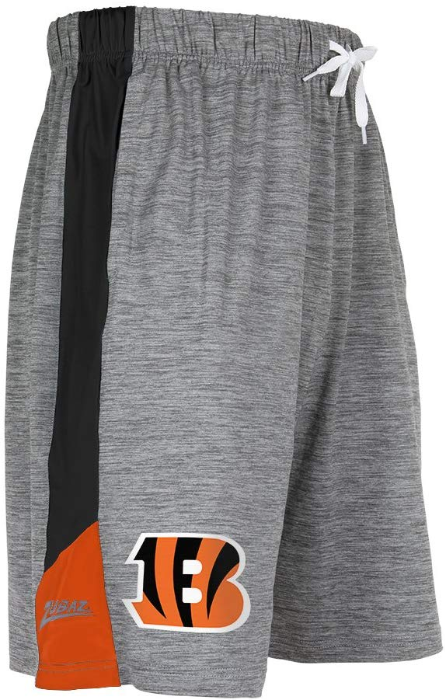 Zubaz NFL Football Men's Cincinnati Bengals Tonal Gray Space Dye W/Solid Stripe Shorts