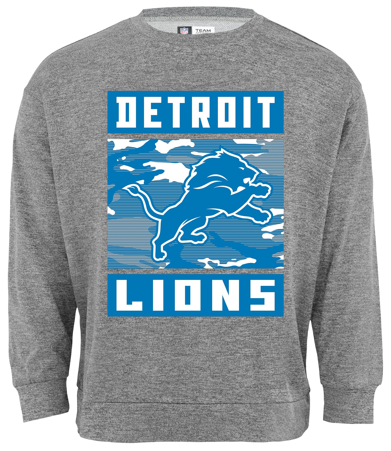 Zubaz NFL Men's Detroit Lions Heather Grey Camo Team Crewneck Sweatshirt - Official NFL Lions Zubaz Apparel