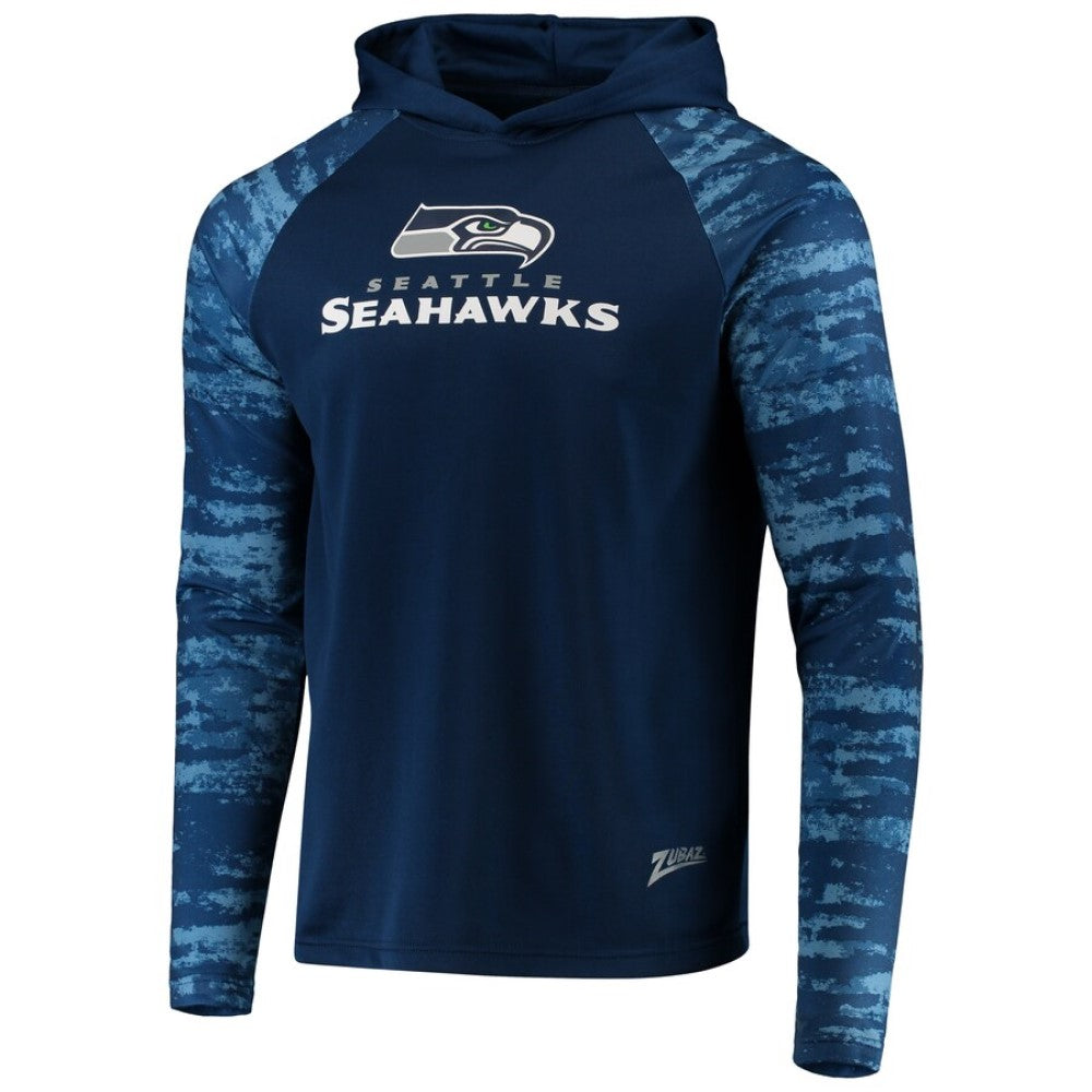 Zubaz NFL Men's Seattle Seahawks Oxide Raglan French Terry Pullover Hoodie