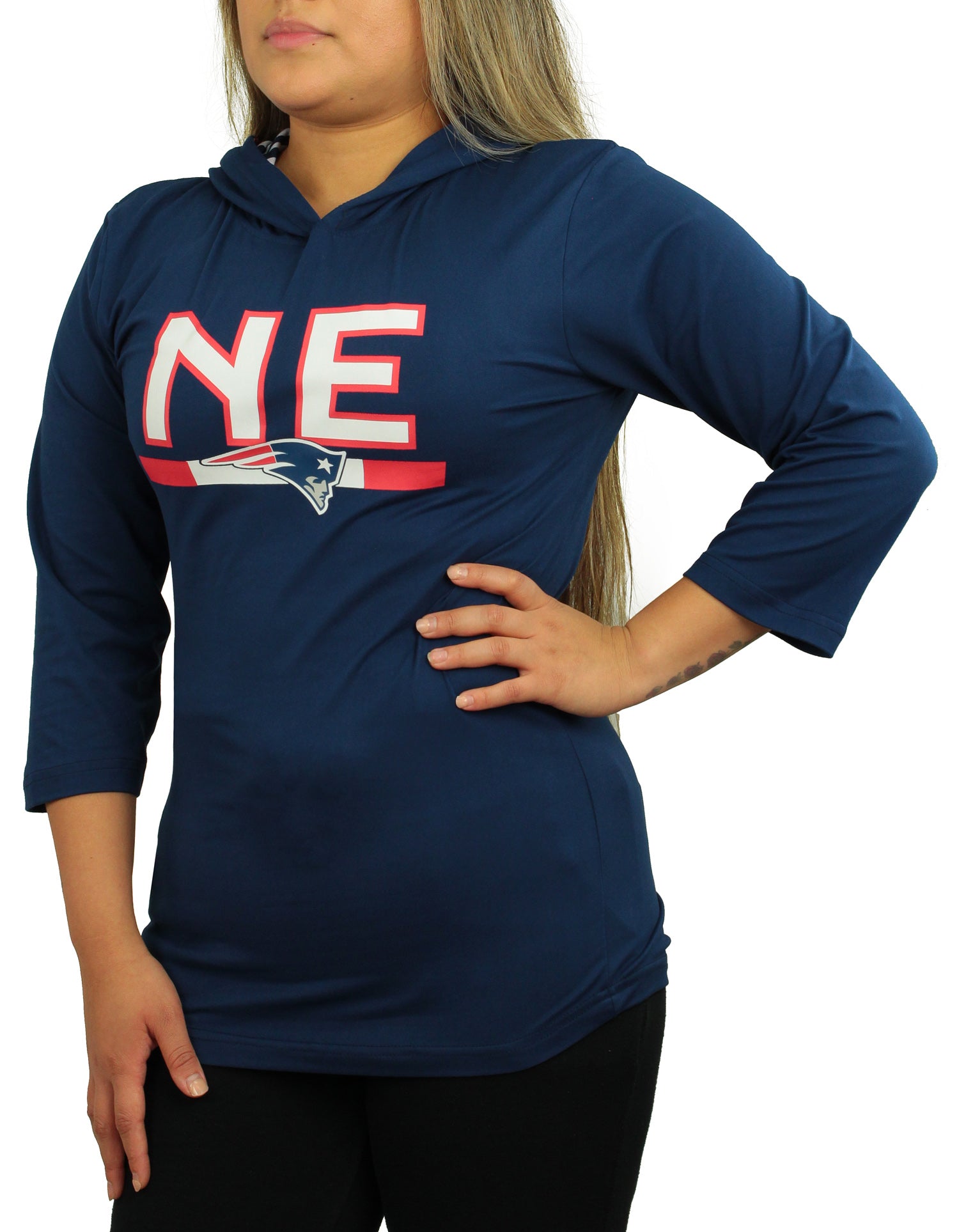 Zubaz NFL Women's New England Patriots Solid Team Color Lightweight Pullover - Official NFL Patriots Zubaz Apparel (1 of 3)