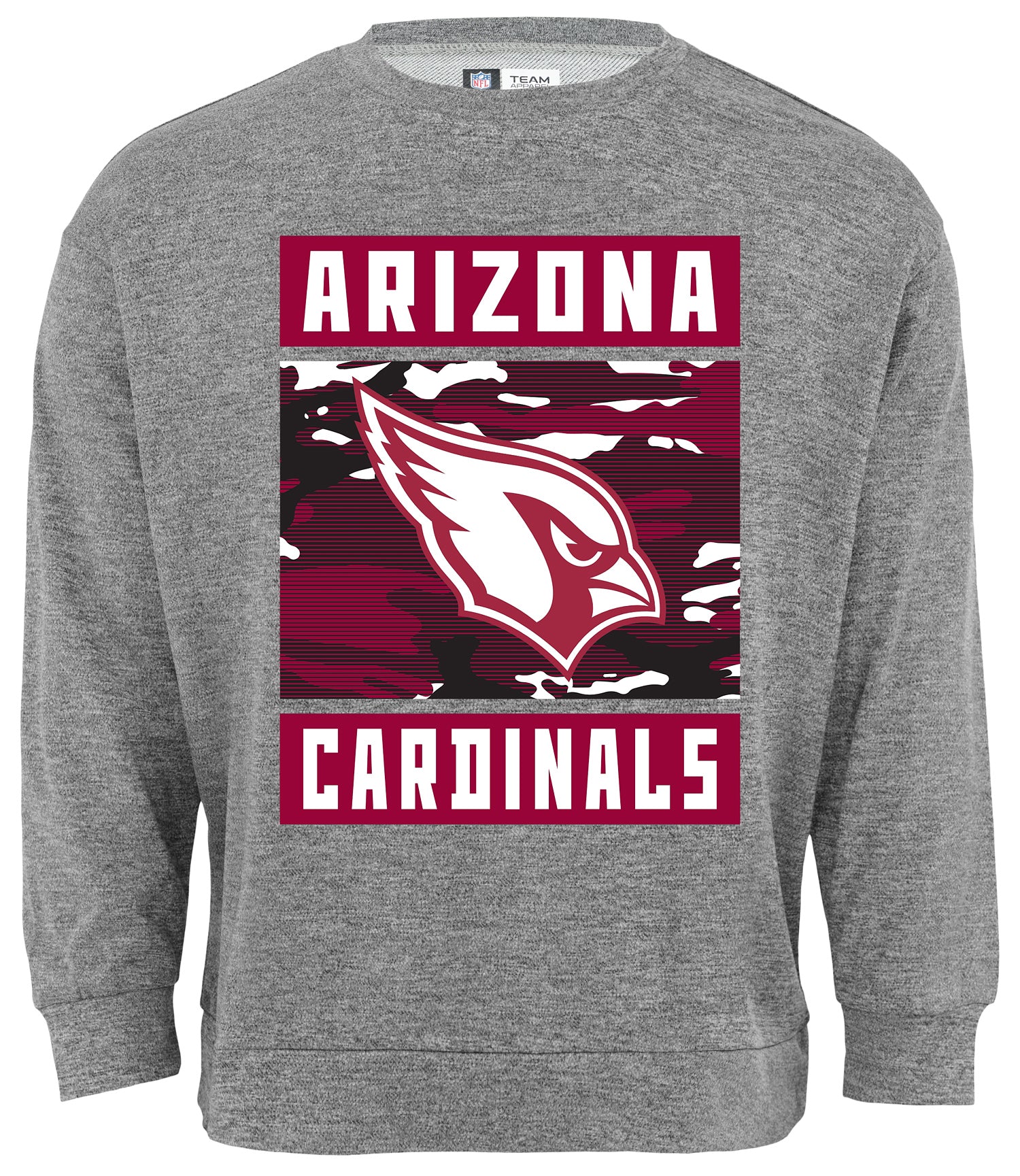 Zubaz NFL Men's Arizona Cardinals Heather Grey Camo Team Crewneck Sweatshirt - Official NFL Cardinals Zubaz Apparel