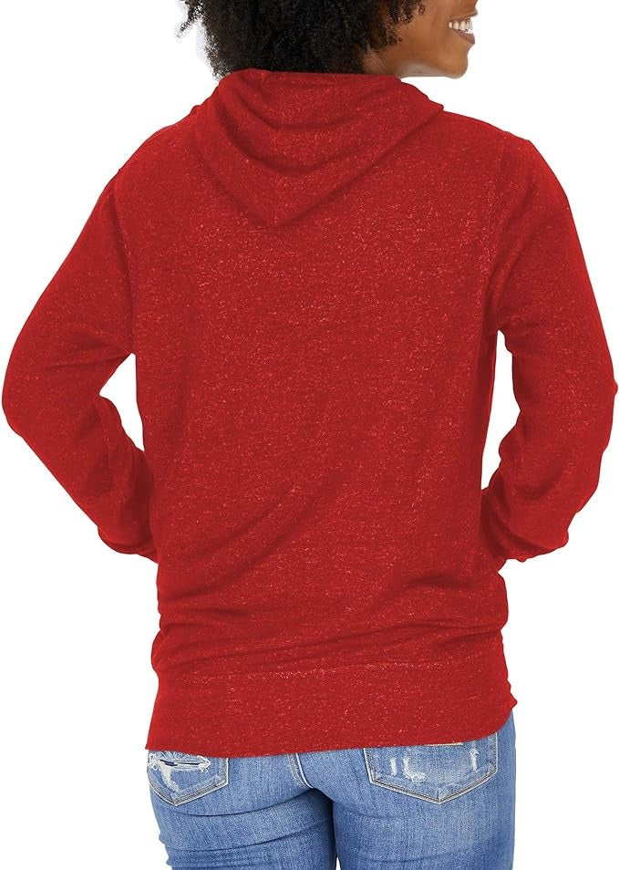 Zubaz NFL KANSAS CITY CHIEFS MARLED RED WOMENS SOFT HOOD W/ ZEBRA GRAPHIC Small