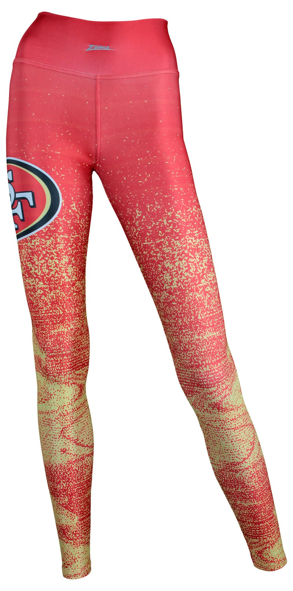 Zubaz NFL Women's SAN FRANCISCO 49ERS SCARLET/TAN STATIC FADE LEGGING XS