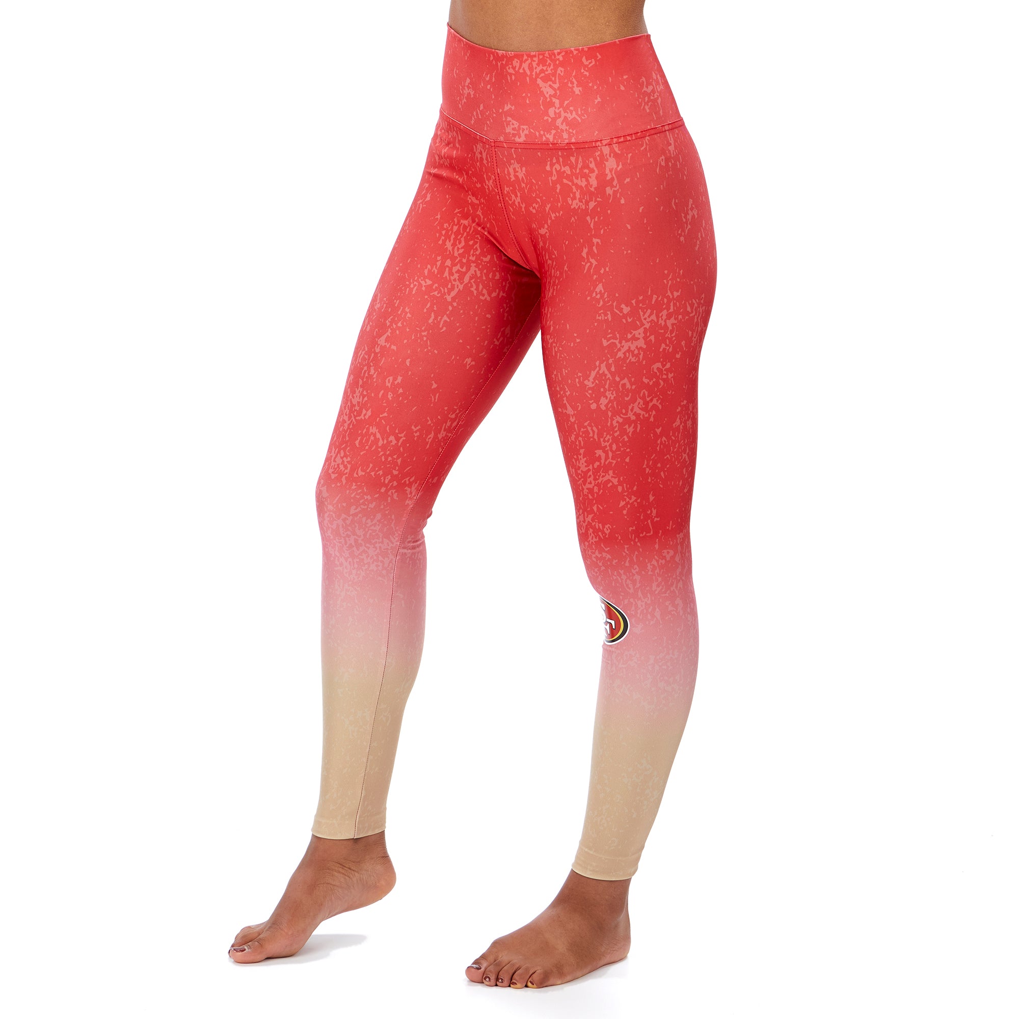 Zubaz NFL WOMENS SAN FRANCISCO 49ERS RED/BRONZE DISTRESSED GRADIENT LEGGING Extra Small
