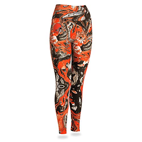 Zubaz NFL Women's CLEVELAND BROWNS FIRE RED/BROWN SWIRL LEGGING Extra Small - Official NFL Browns Zubaz Apparel