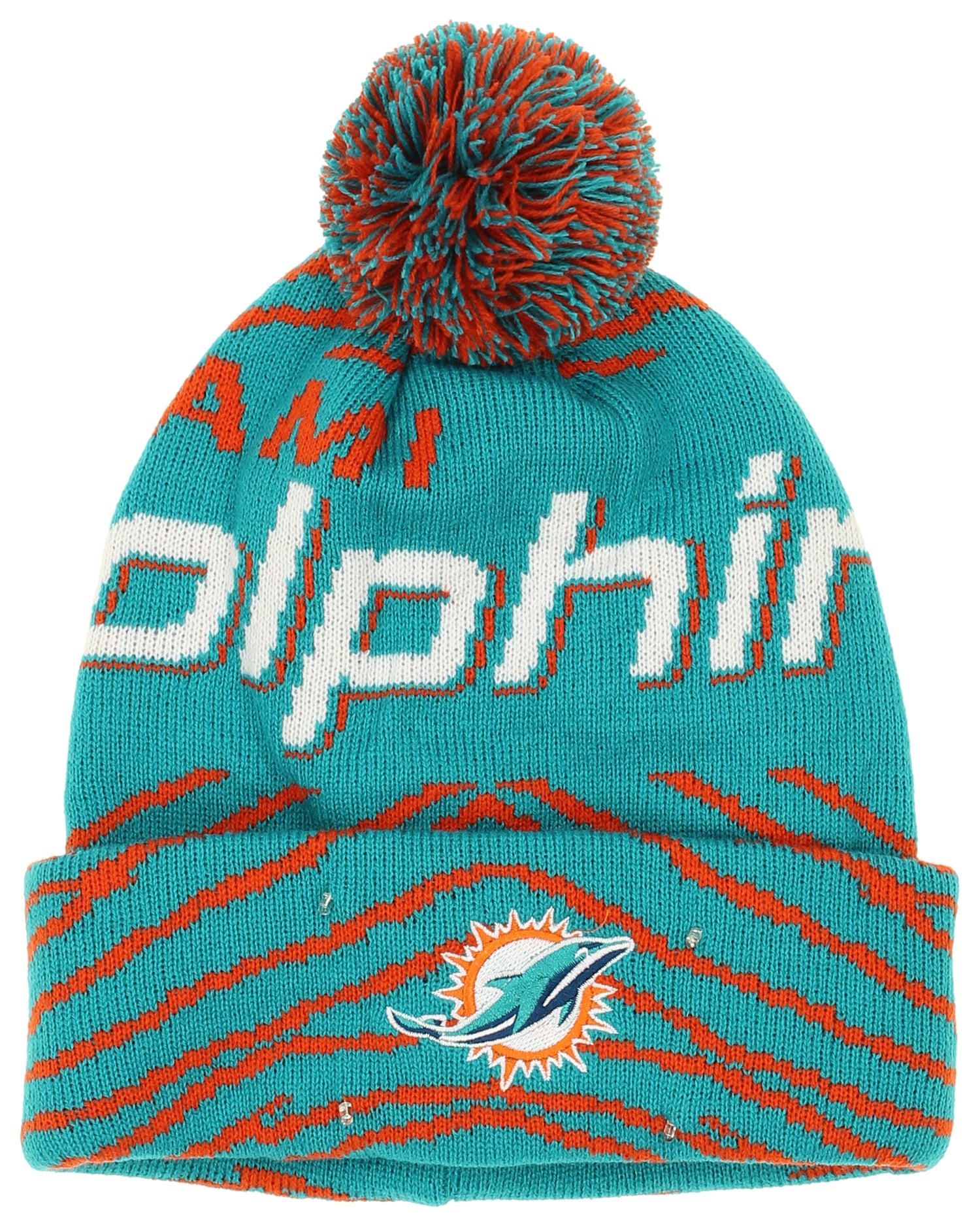 FOCO X Zubaz NFL Collab 3 Pack Glove Scarf & Hat Outdoor Winter Set, Miami Dolphins - Official NFL Dolphins Zubaz Apparel (4