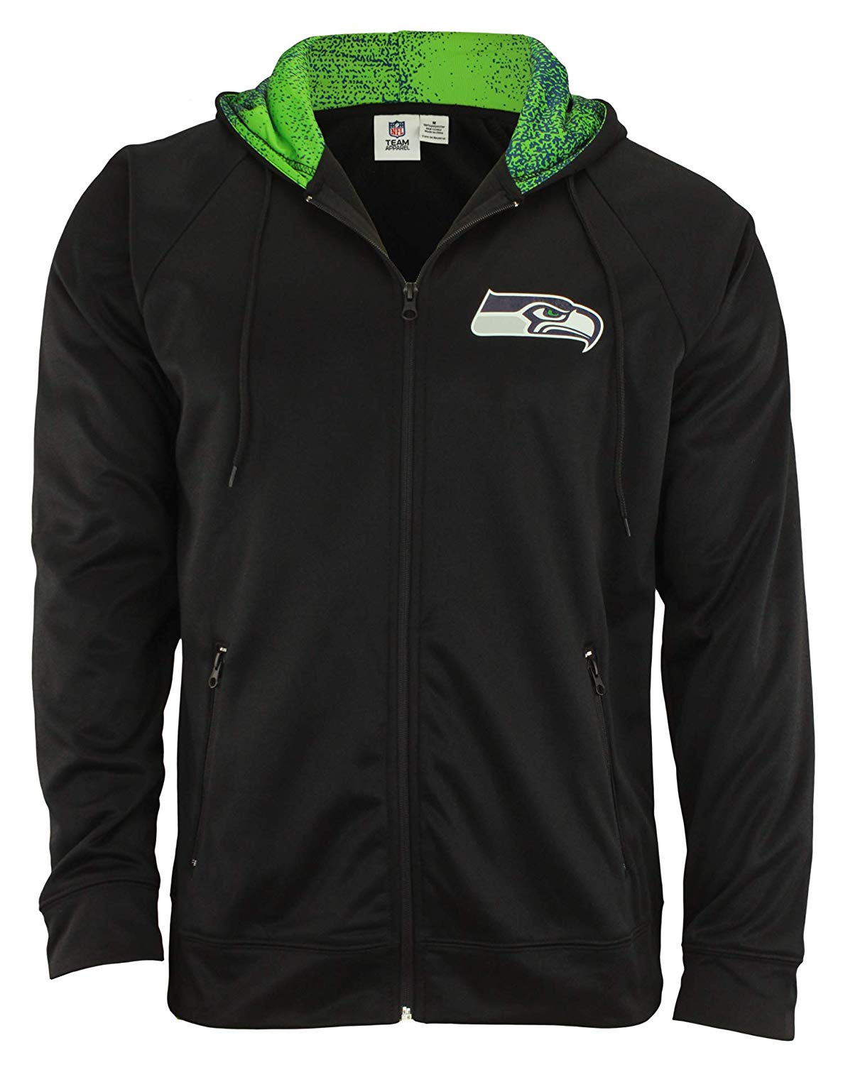 Zubaz NFL Seattle Seahawks Men's Heavyweight Full Zip Performance Fleece Hoodie