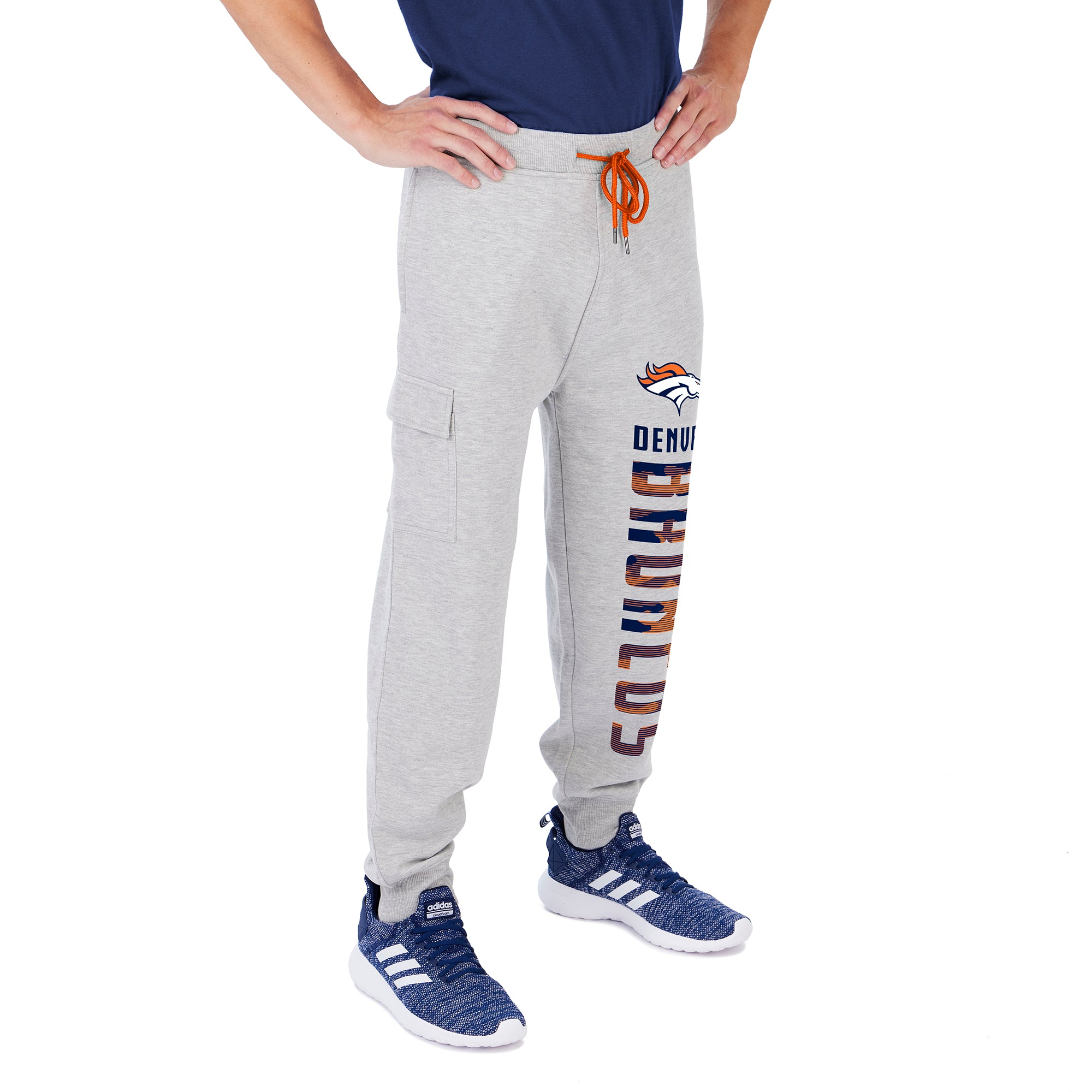 Zubaz Men's NFL Denver Broncos Heather Gray Cargo Sweatpants