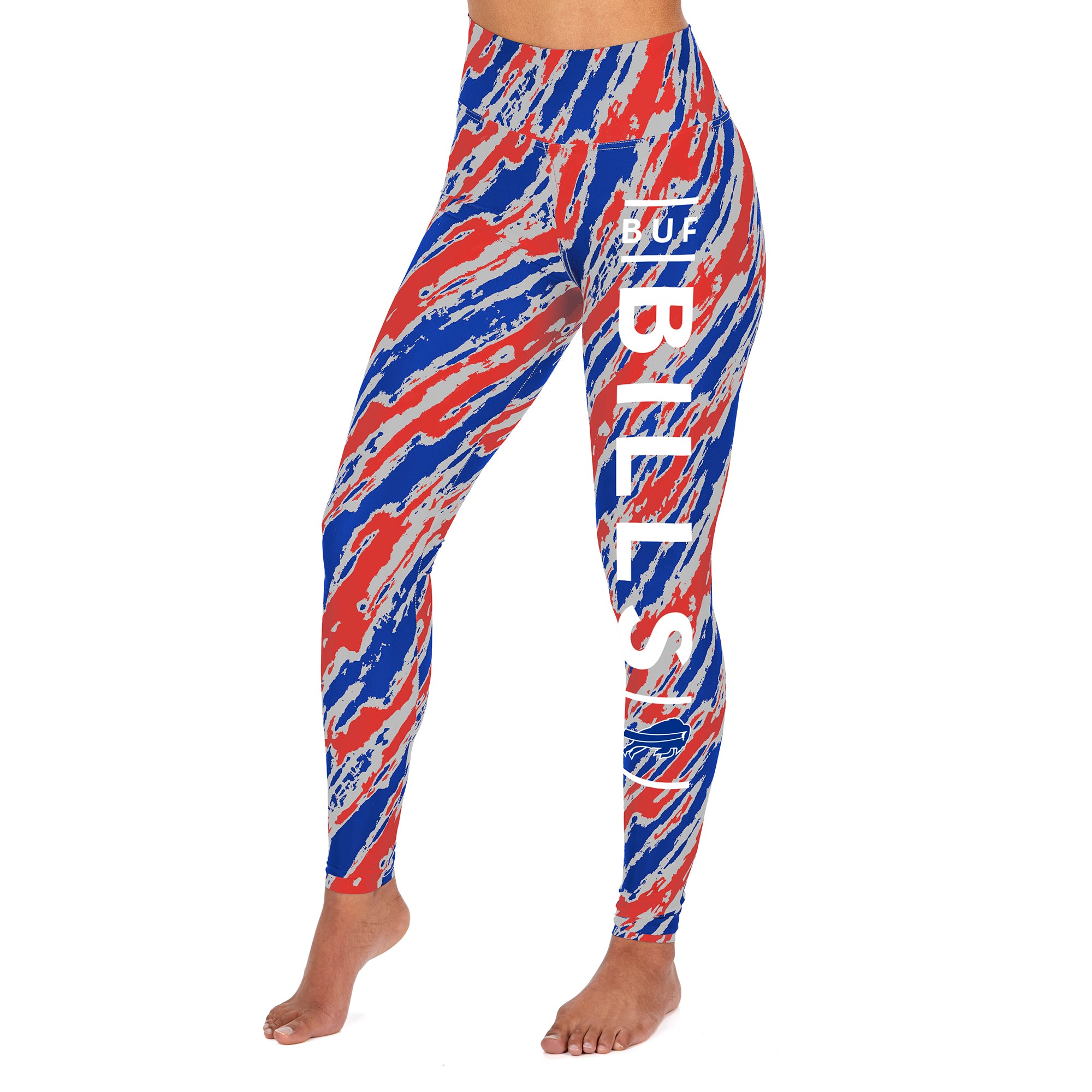 Zubaz NFL Women's Buffalo Bills Diagonal Streak Leggings