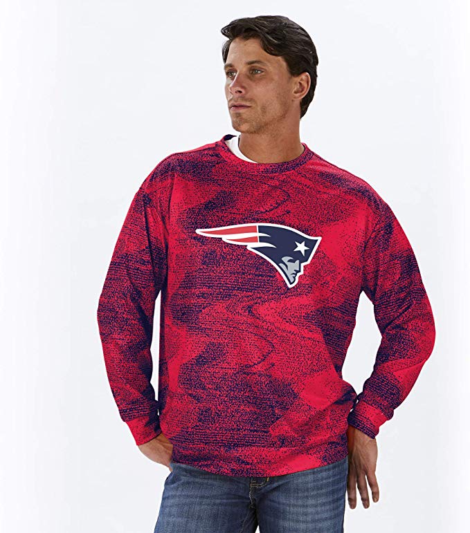 Zubaz NFL Football Men's New England Patriots Static Crew Neck Sweatshirt