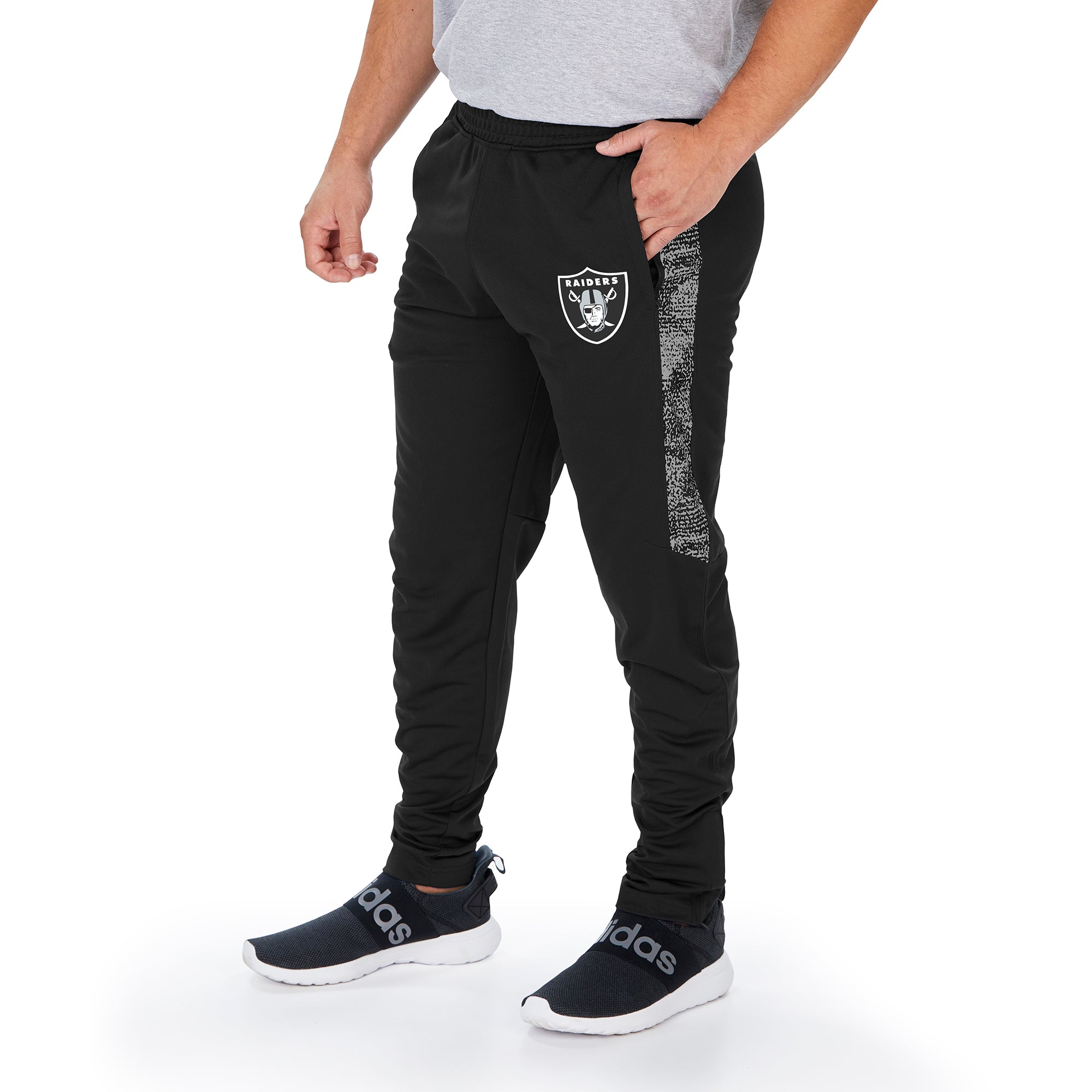 Zubaz NFL Men's Las Vegas Raiders Track Pant with Static Half Side Pan