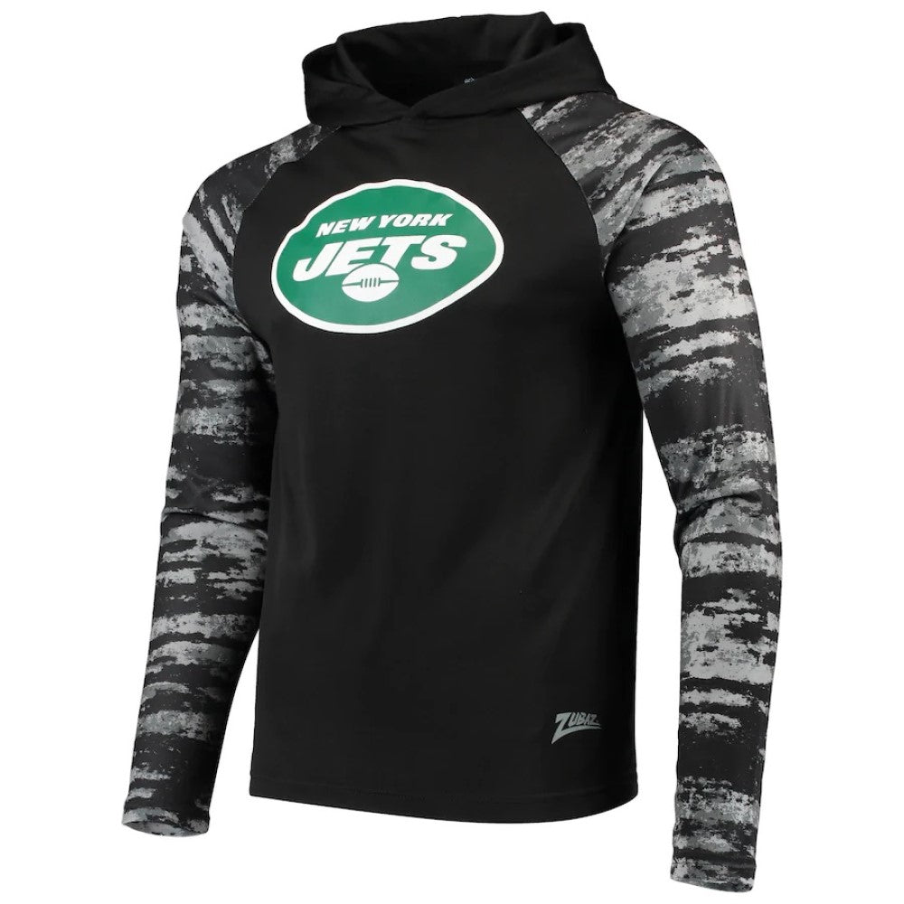 Zubaz NFL Men's New York Jets Oxide Raglan French Terry Pullover Hoodie