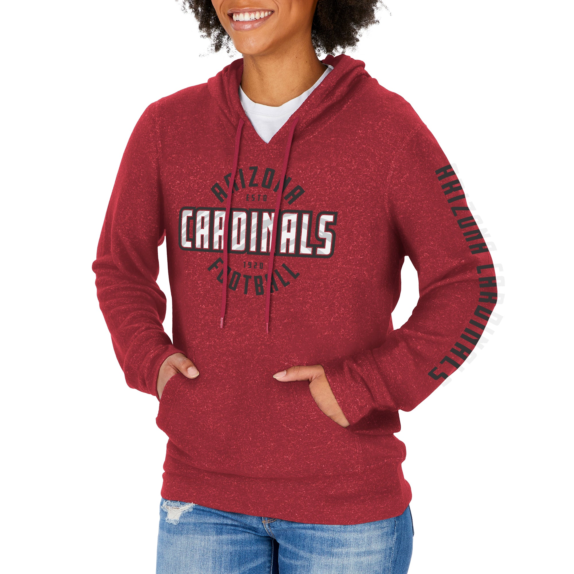 Zubaz NFL Women's Arizona Cardinals Marled Soft Pullover Hoodie