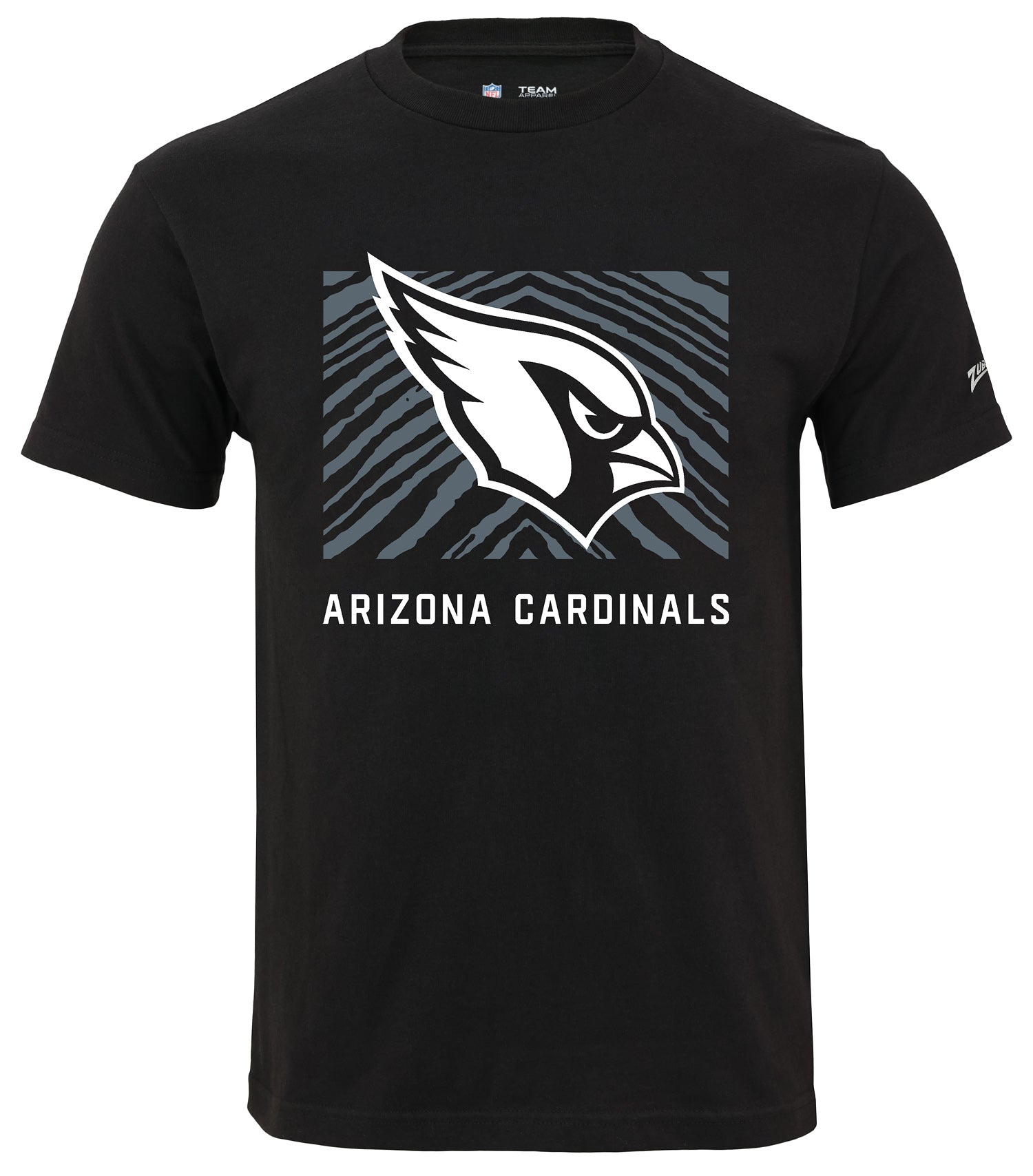 Zubaz NFL Unisex Cotton Heavyweight Short Sleeve T-shirt Black With Grey Tonal Tunnel Logo for Men and Women, Arizona Cardinals