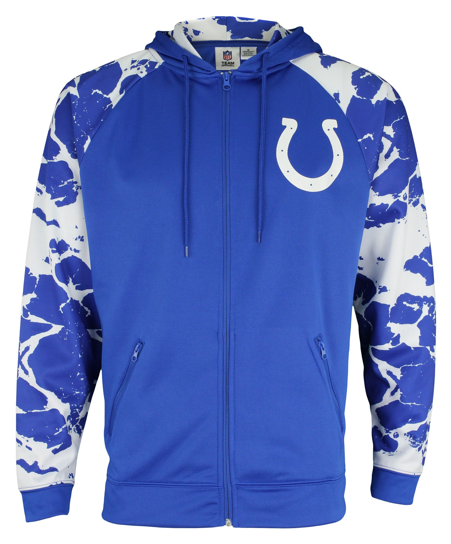 Zubaz NFL Men's Indianapolis Colts Performance Full Zip Hoodie with Lava Sleeves