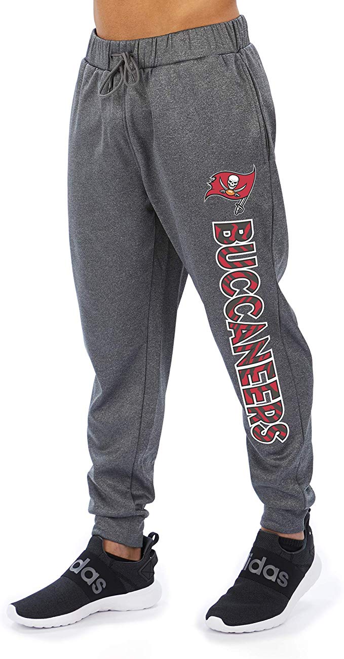 Zubaz NFL Football Men’s Tampa Bay Buccaneers Gameday Zebra Wordmark Poly Fleece Jogger Pant