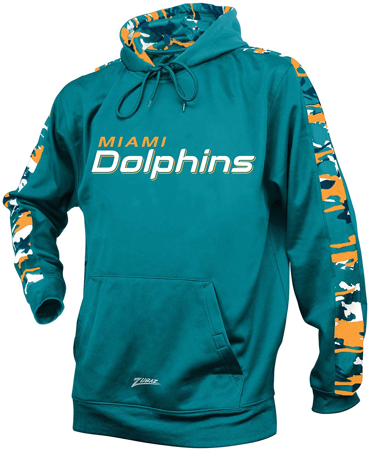 Zubaz NFL Men's Miami Dolphins Pullover Hoodie with Camo Print