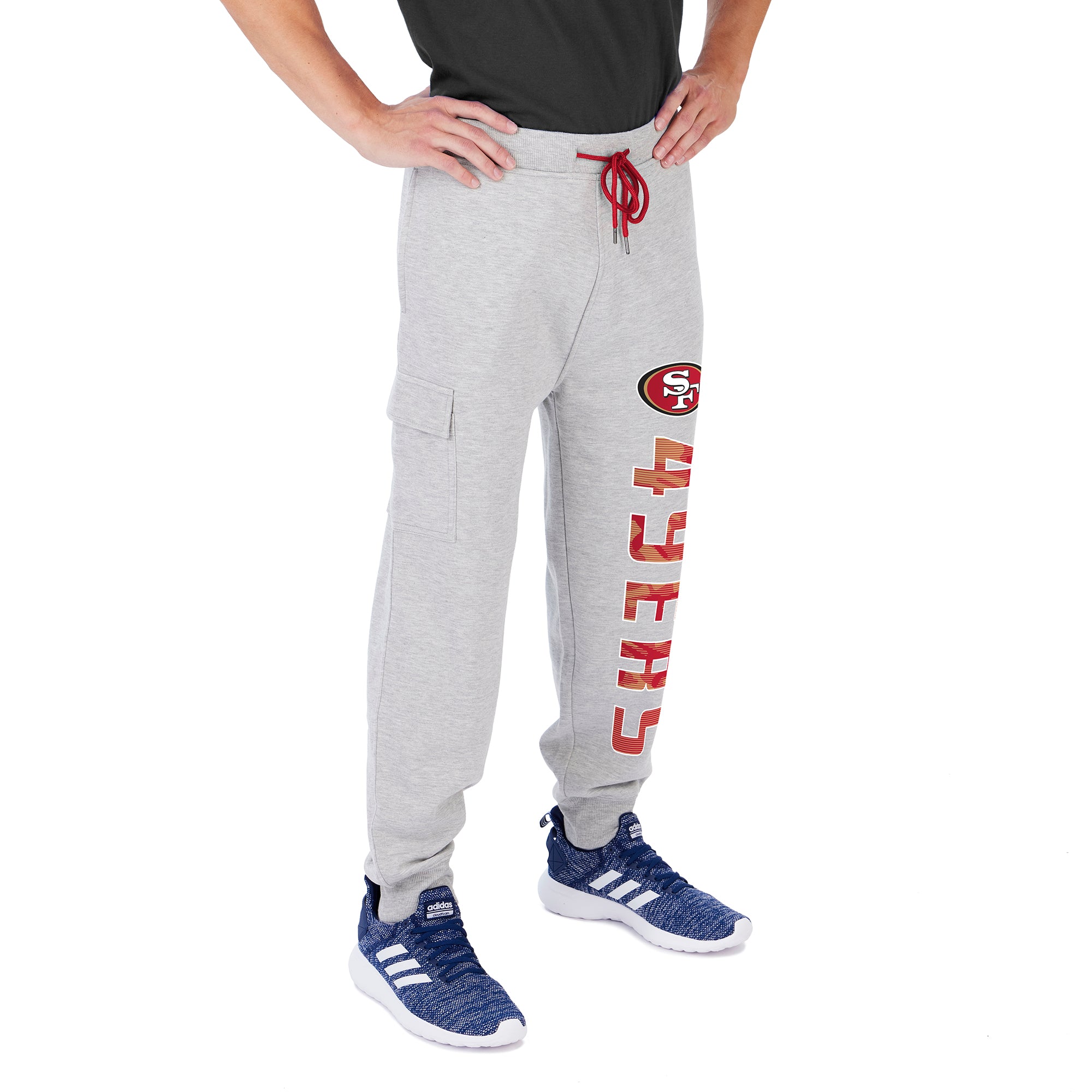 Zubaz Men's NFL San Francisco 49ers Heather Gray Cargo Sweatpants