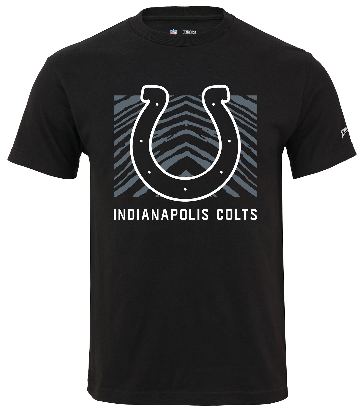 Zubaz NFL Unisex Cotton Heavyweight Short Sleeve T-shirt Black With Grey Tonal Tunnel Logo for Men and Women, Indianapolis Colts