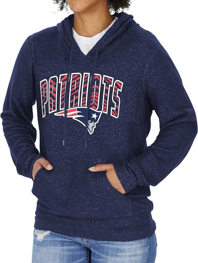 Zubaz NFL Women's New England Patriots Marled Soft Hoodie