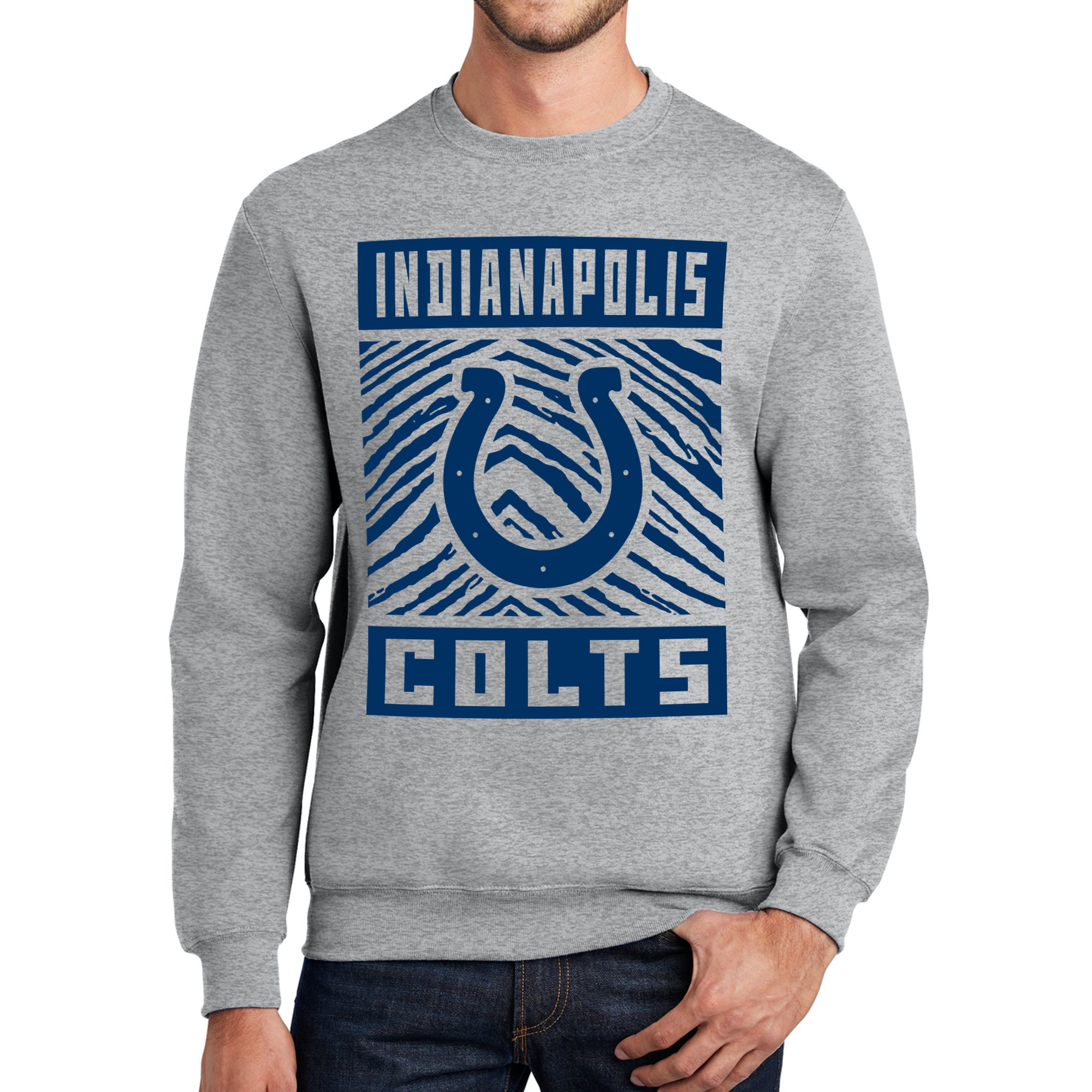 Zubaz NFL Men's Crewneck Sweatshirt With Zebra Graphic, Indianapolis Colts