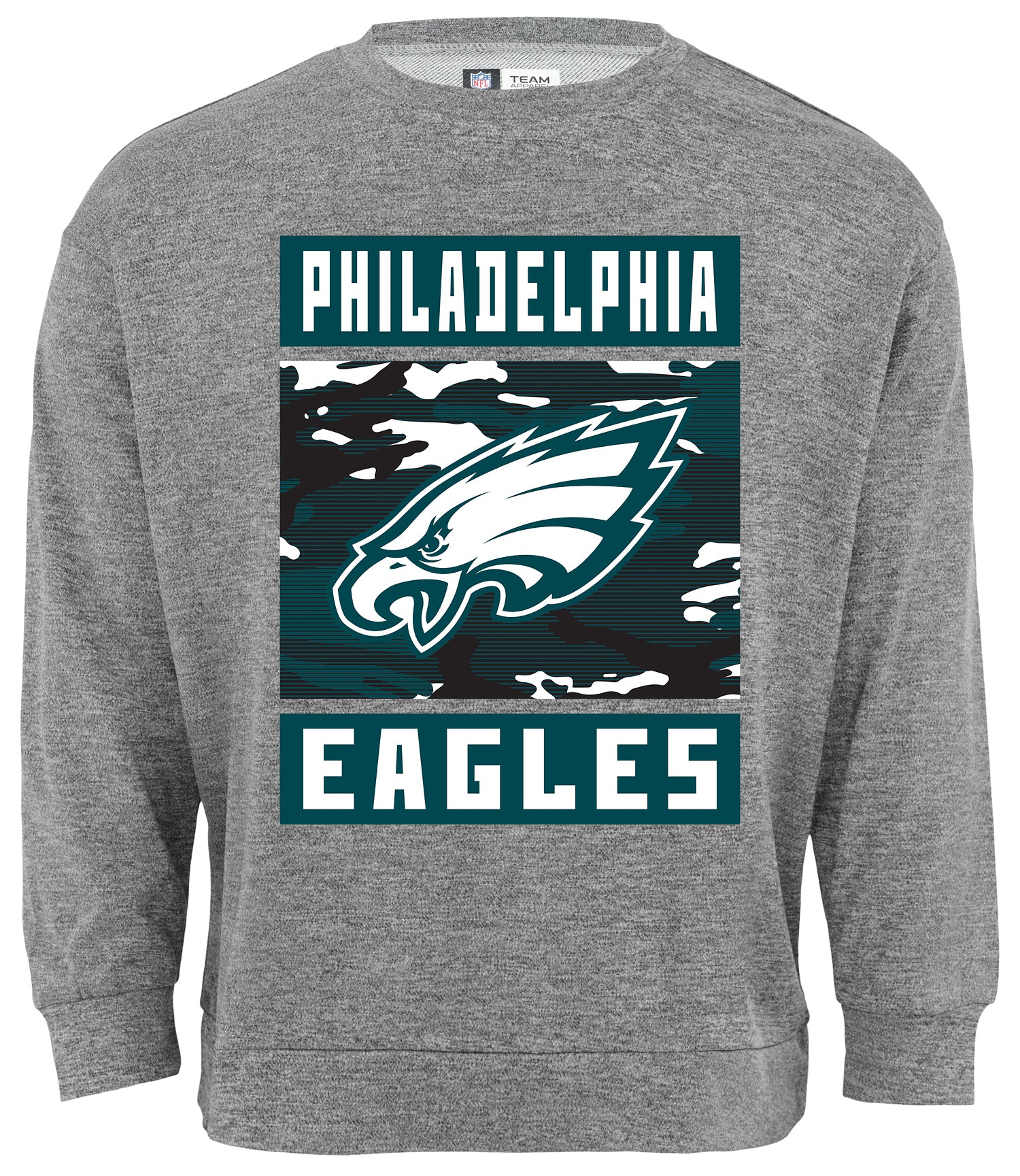 Zubaz NFL Men's Philadelphia Eagles Heather Grey Camo Team Crewneck Sweatshirt