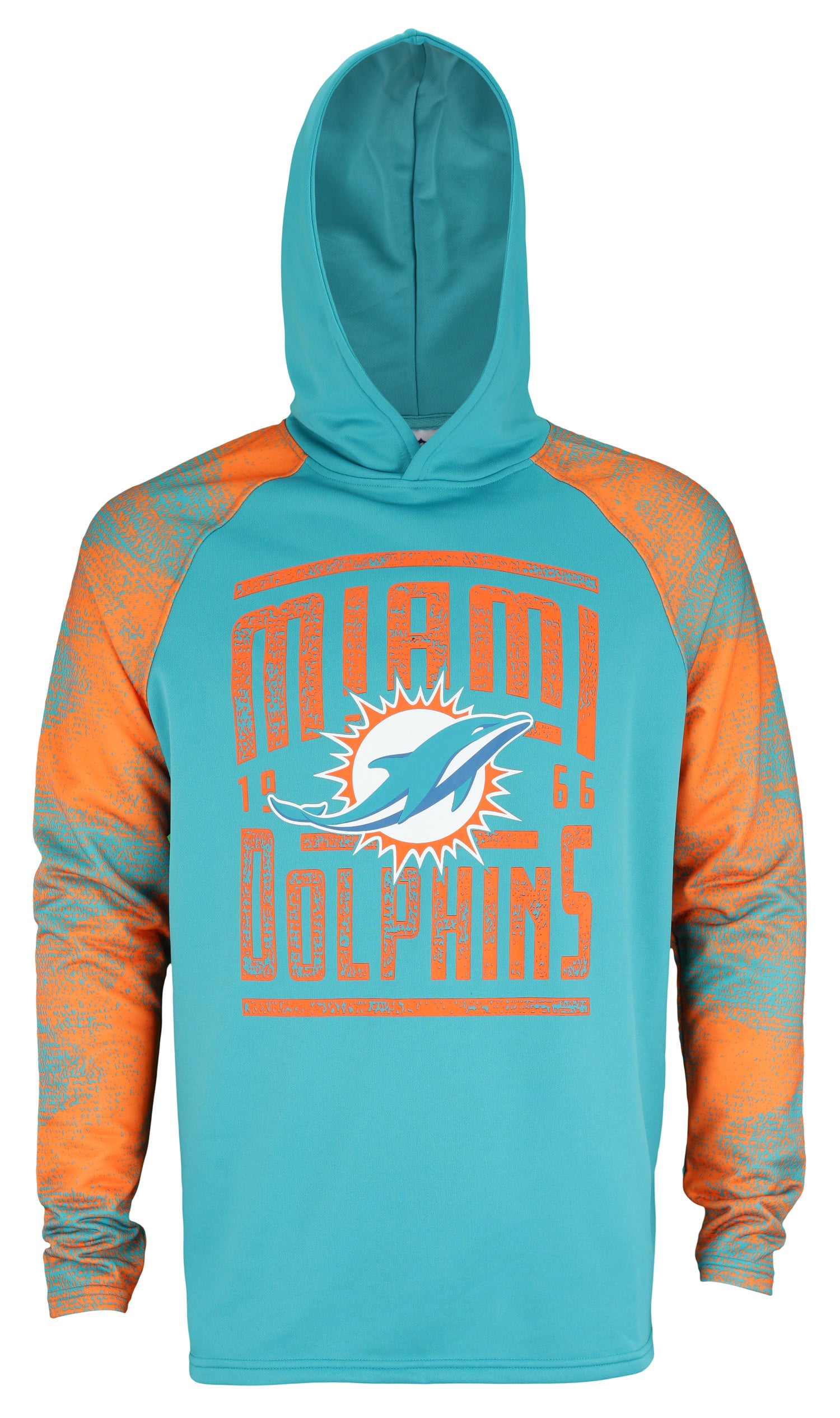 Zubaz NFL Men's Miami Dolphins Light Weight Pullover Hoodie with Static Sleeves