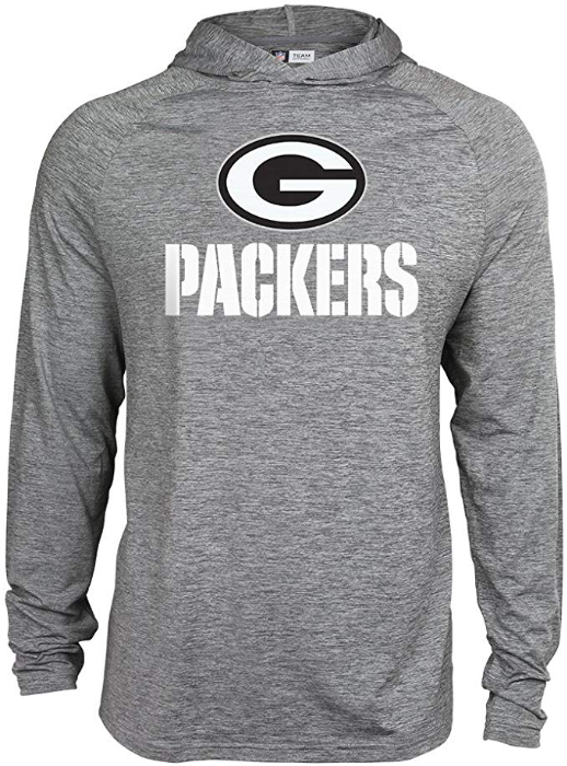 Zubaz NFL Football Men's Green Bay Packers Tonal Gray Lightweight Hoodie